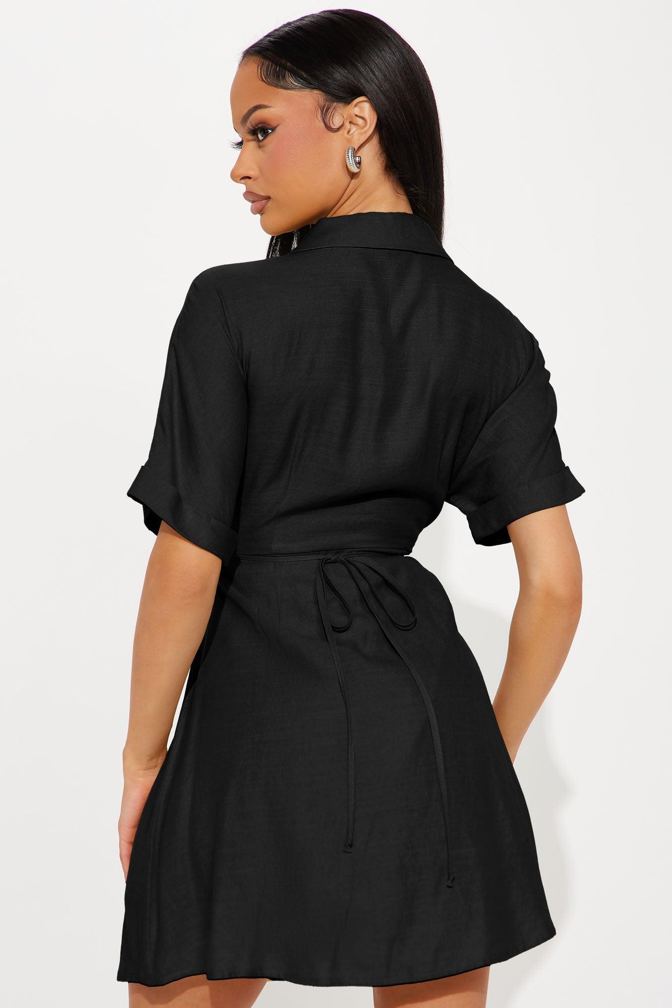 Penny Mini Shirt Dress - Black Product Image