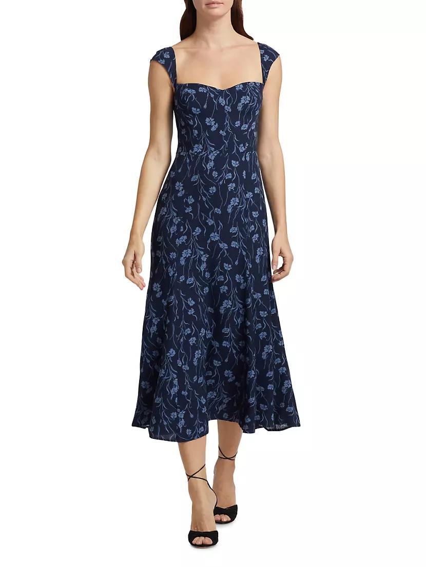 Bryson Floral Crepe A-Line Midi-Dress Product Image