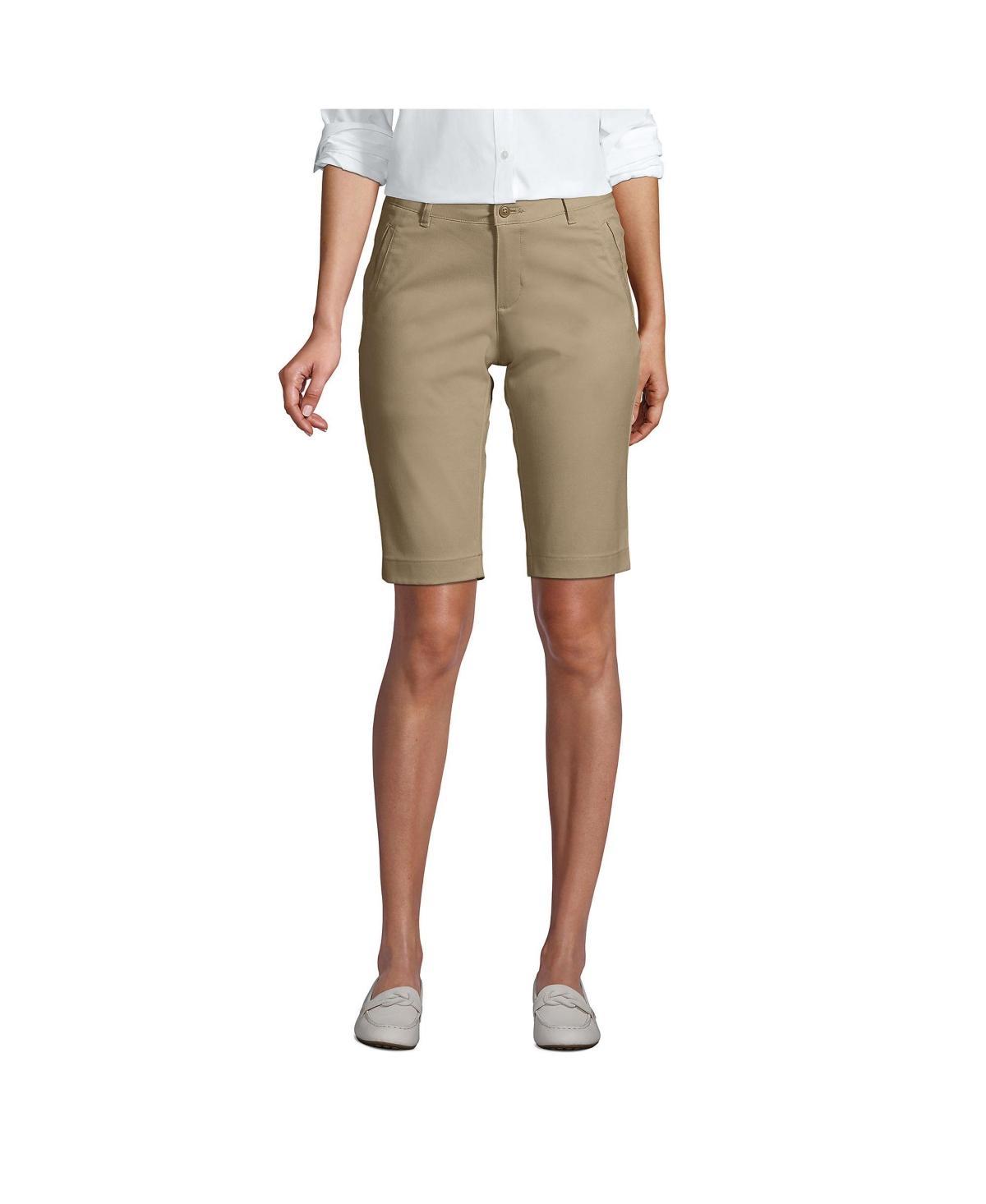 Women's Lands' End Stretch Chino Bermuda Shorts, Size: 10, Green Product Image