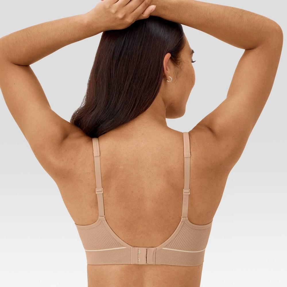 Hanes Originals Women's Ribbed Seamless Contour Bra MHB004 - Beige L: Lightly Lined, Adjustable Straps, Medium Coverage Product Image