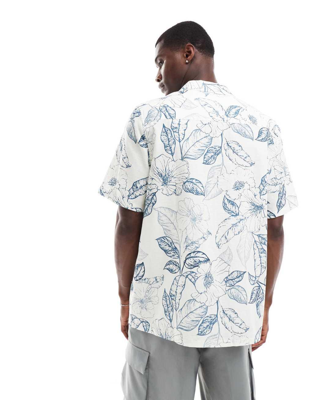 ASOS DESIGN relaxed revere shirt with vintage tropical floral print  Product Image
