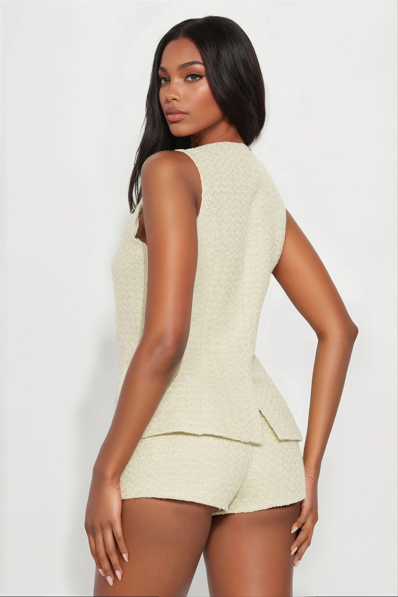 Odette Tweed Micro Short - Sage Product Image
