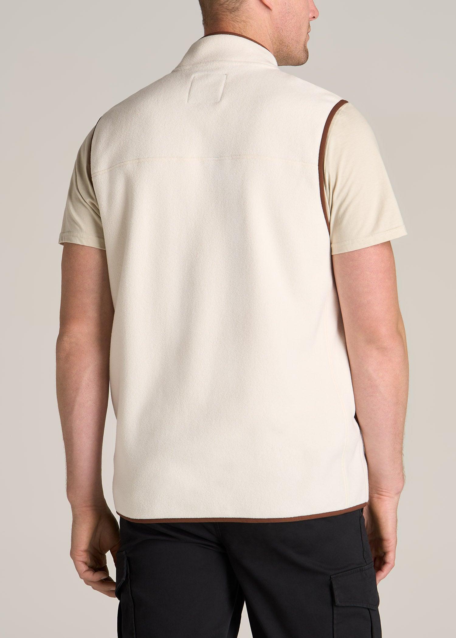 Polar Fleece Sweater Full Zip Vest for Tall Men in Natural Product Image