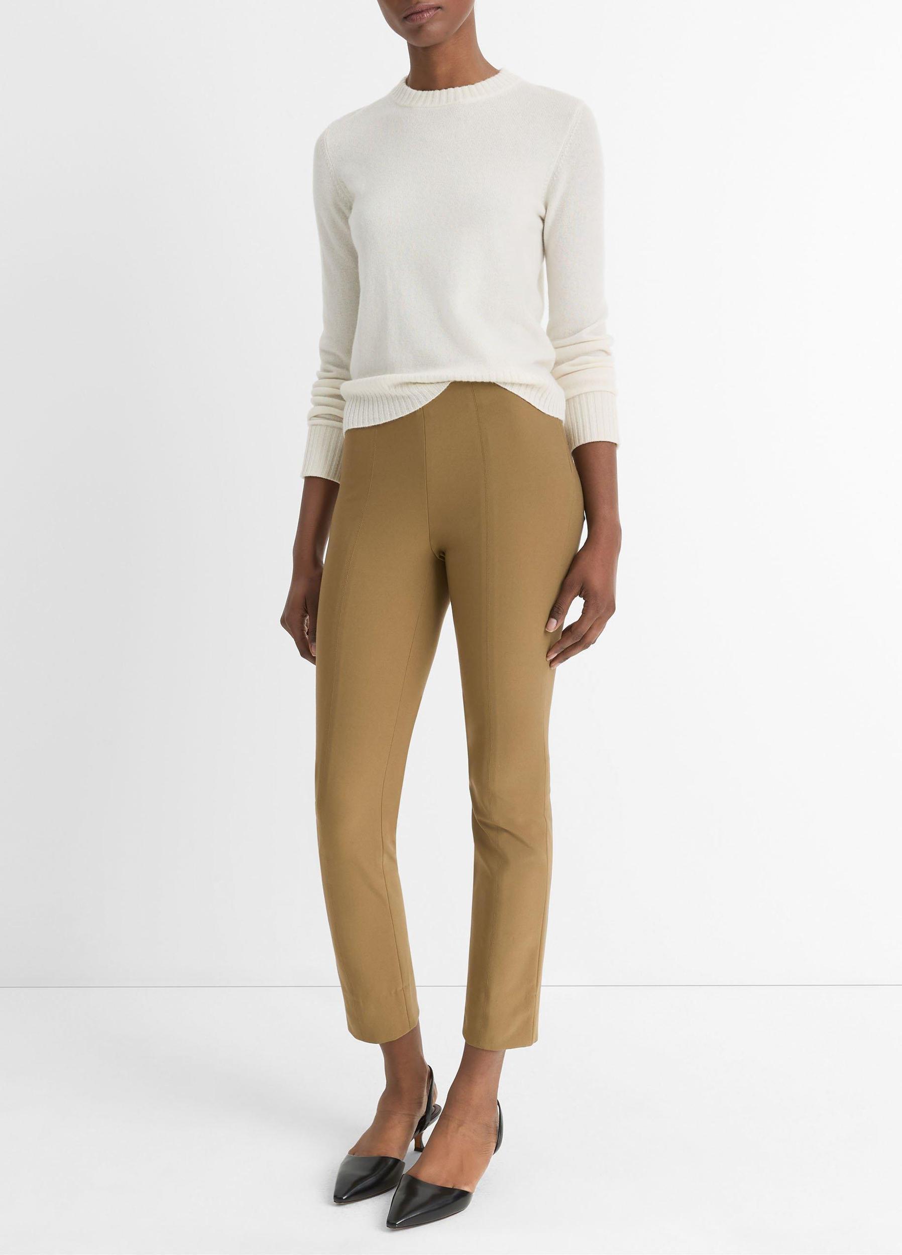 Womens Italian Cotton-Blend Stitch-Front Seam Legging, Oak Wood, Size XXS Vince Product Image