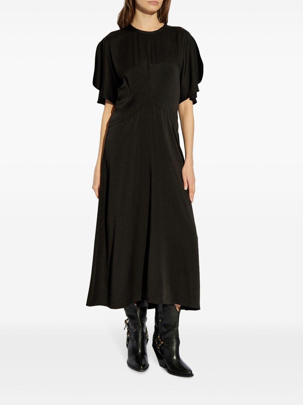 ISABEL MARANT Maxi Dress With Draped Sleeves And Fitted Waistline In Black Product Image