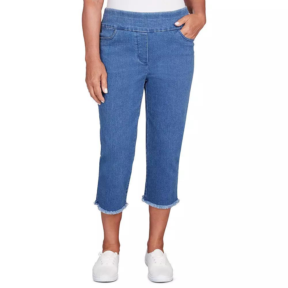 Womens Alfred Dunner Denim Fringe Capri Pants Medium Blue Product Image
