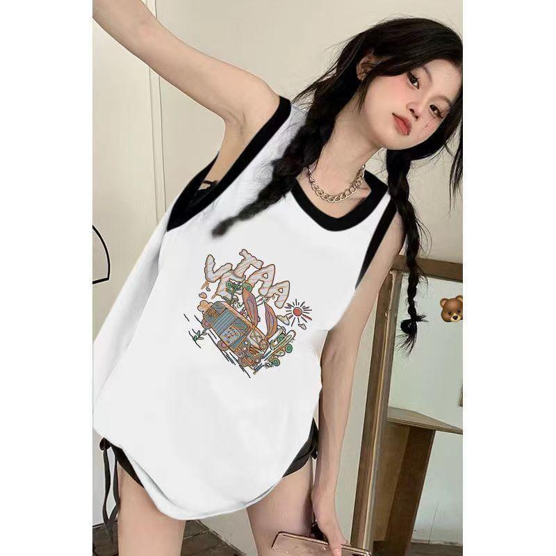 Scoop Neck Cartoon Print Tank Top Product Image