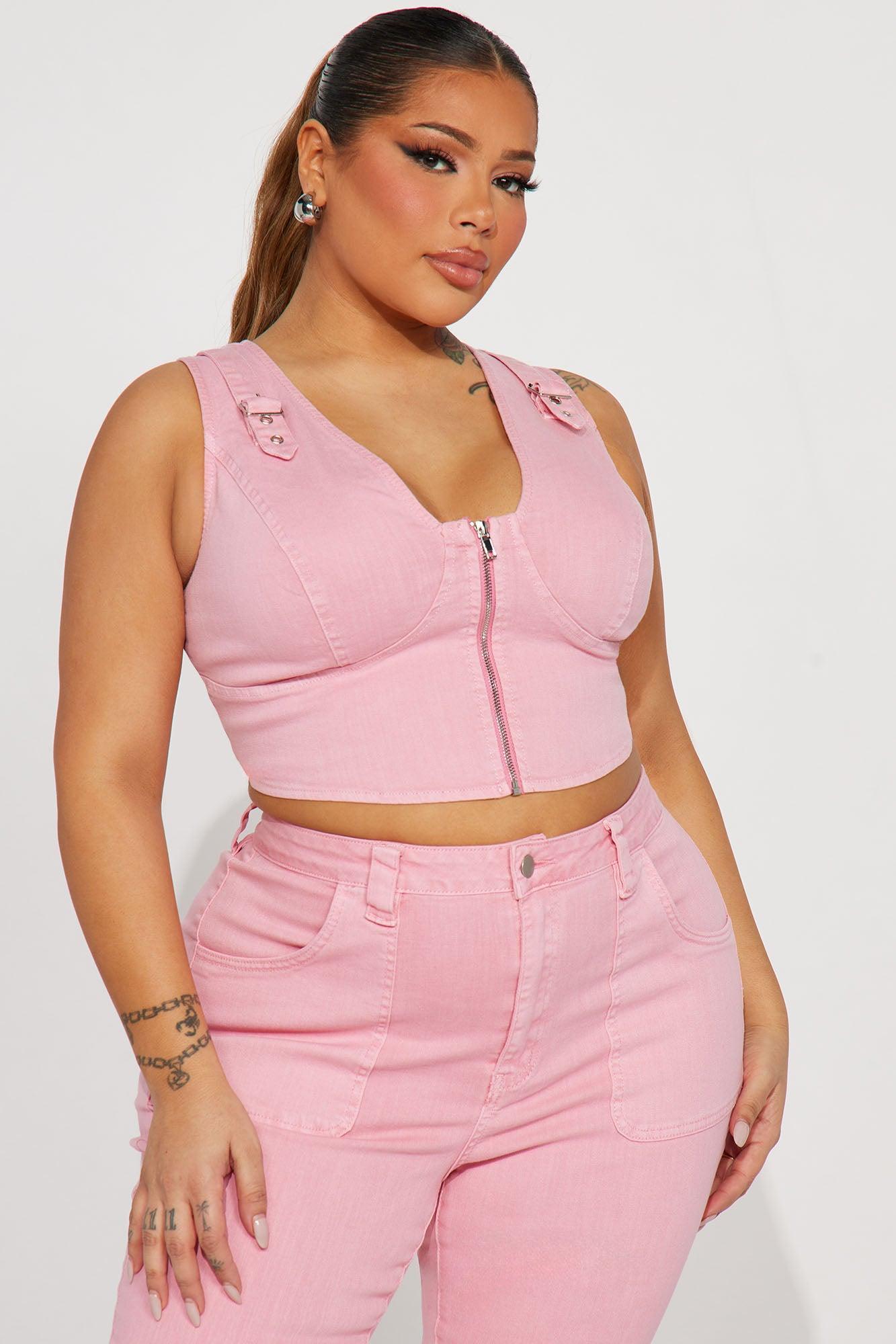 Unconditional Love Denim Top - Pink Product Image