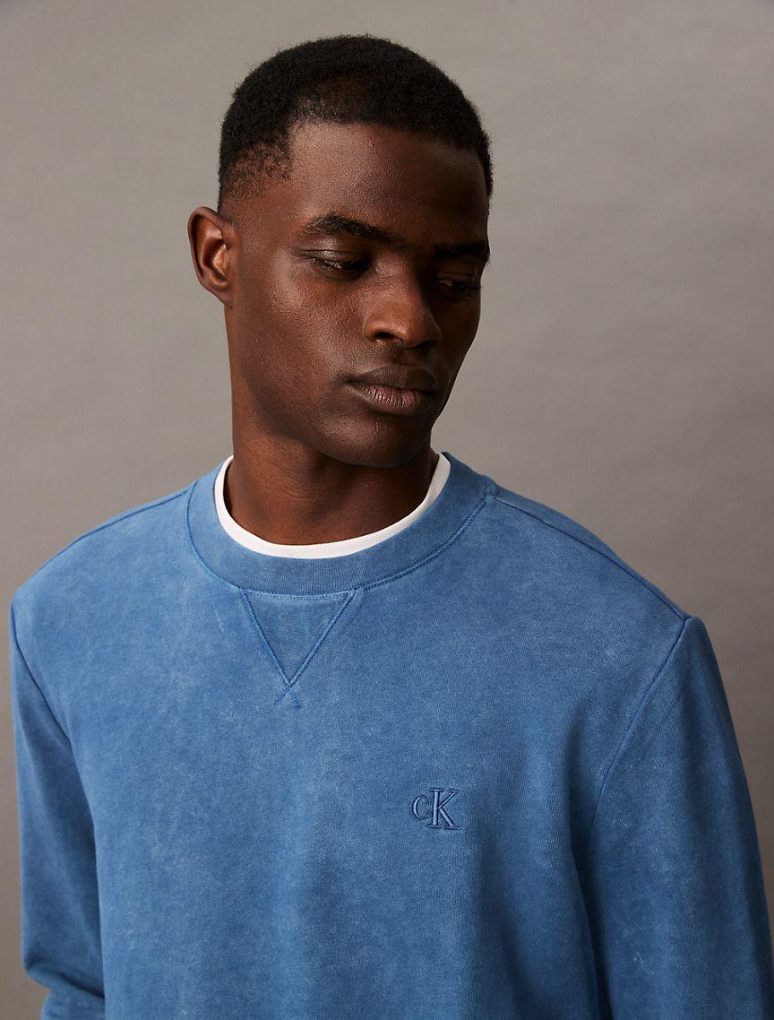 Calvin Klein Men's Washed Terry Classic Sweatshirt - Neutral - S Product Image