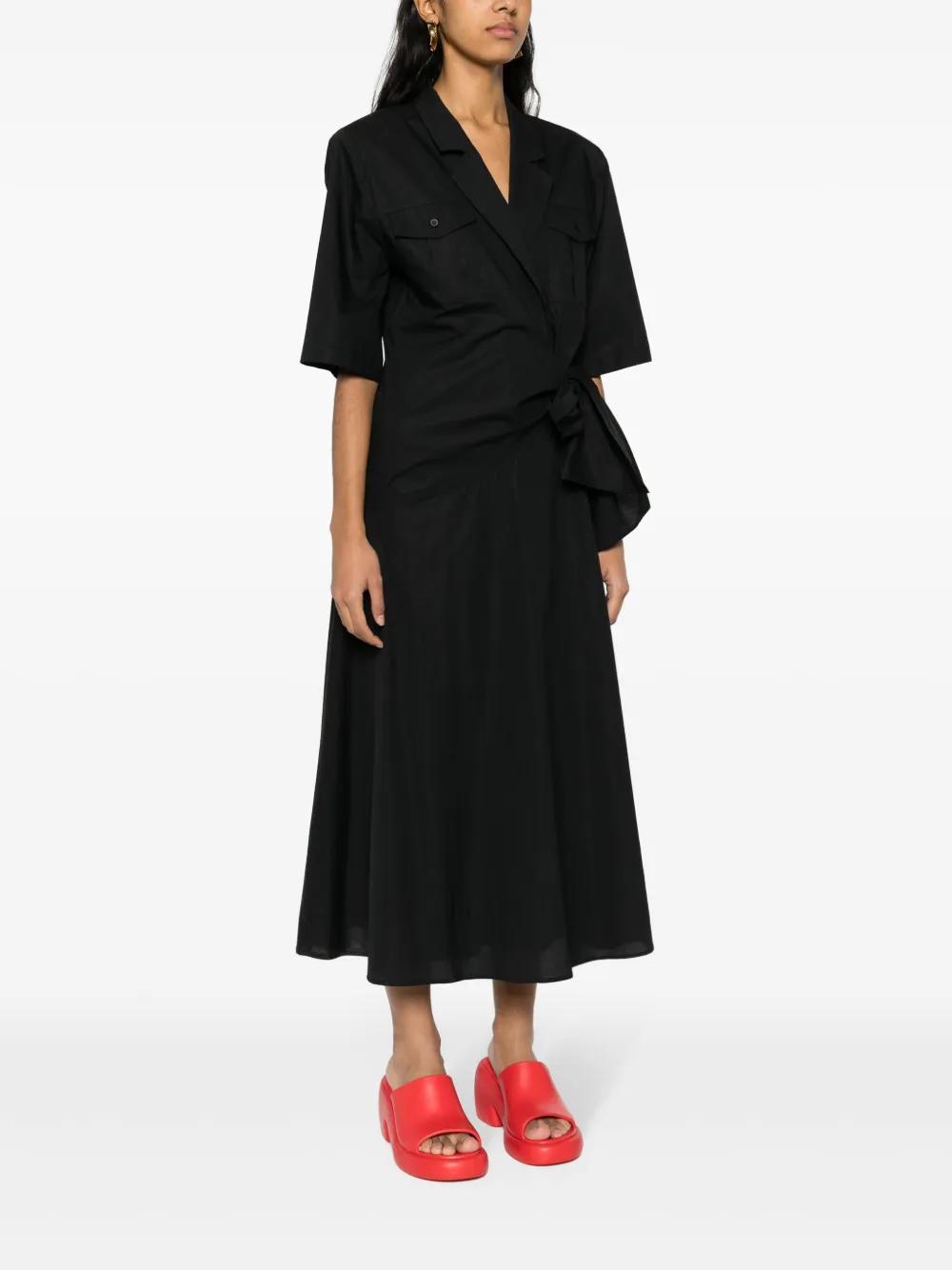 MSGM Wraparound Midi Dress In Black Product Image
