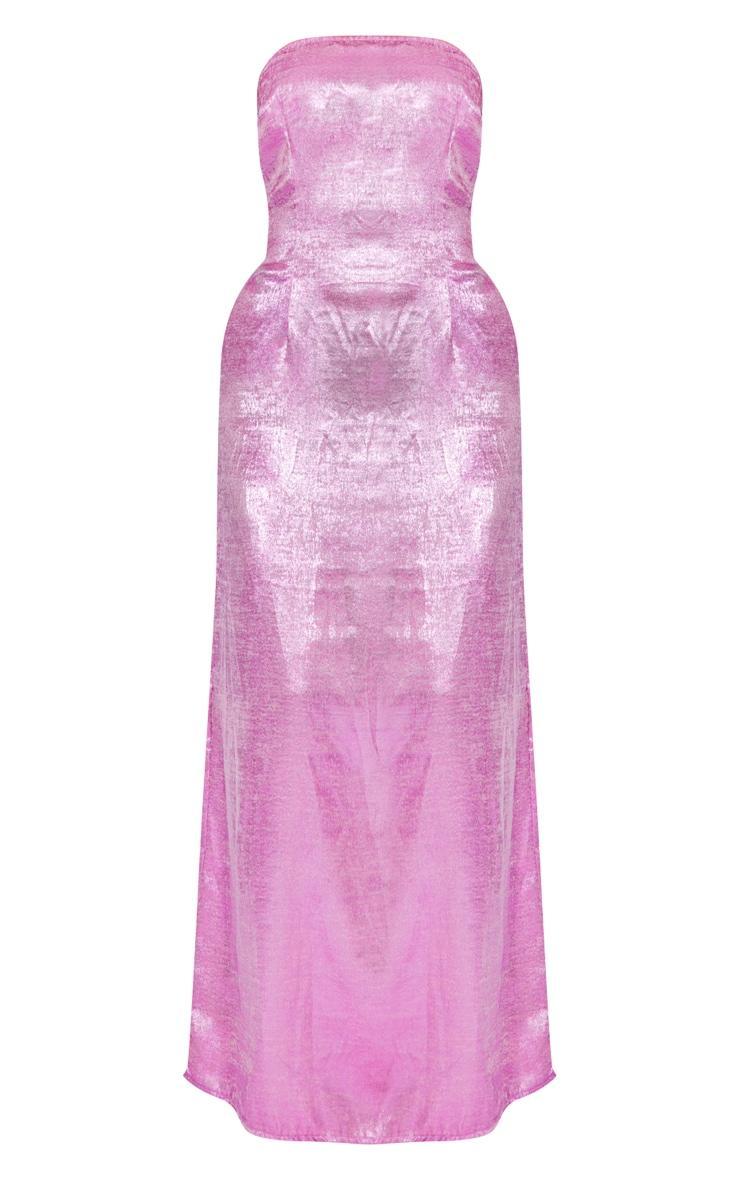 Bright Pink Textured Bandeau Maxi Dress Product Image