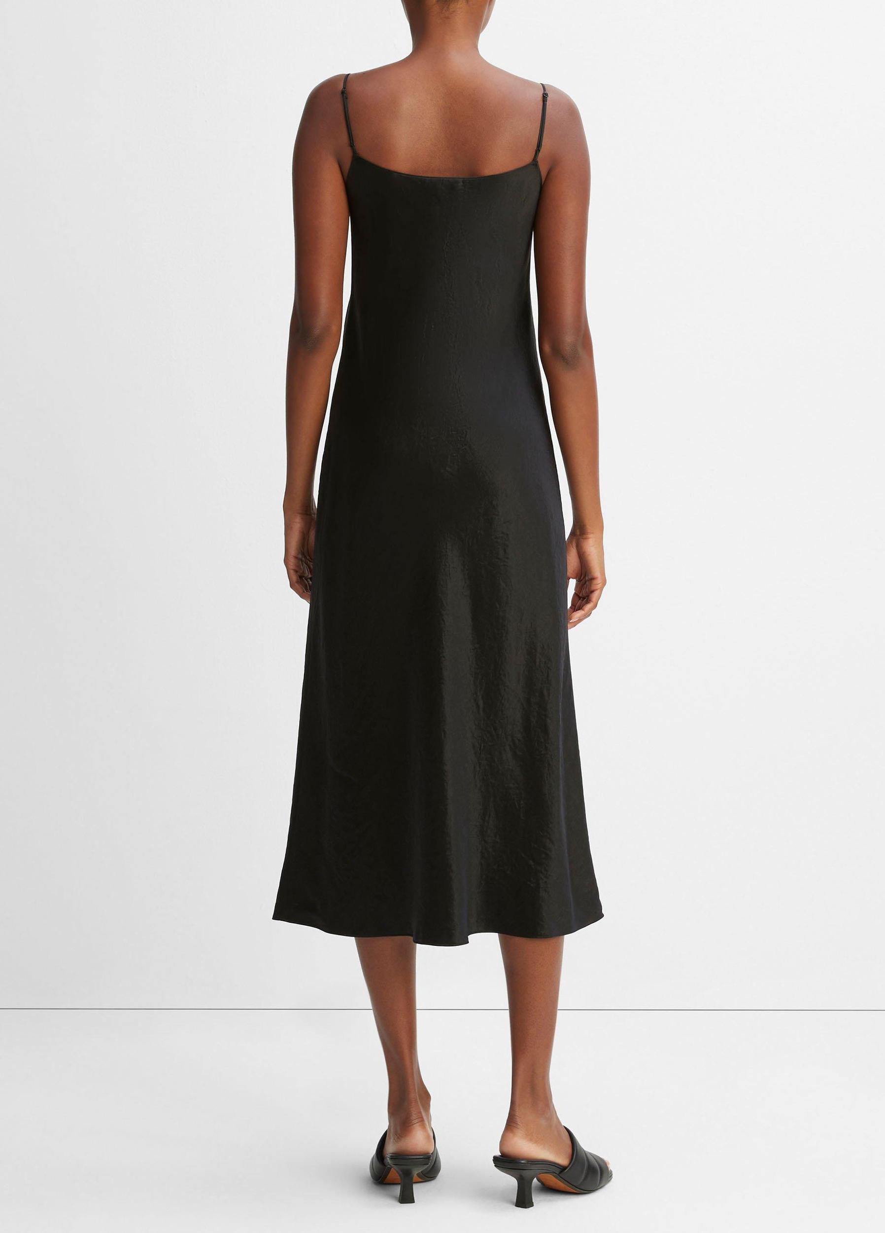 Womens Satin Slip Dress, Black, Size L Vince Product Image