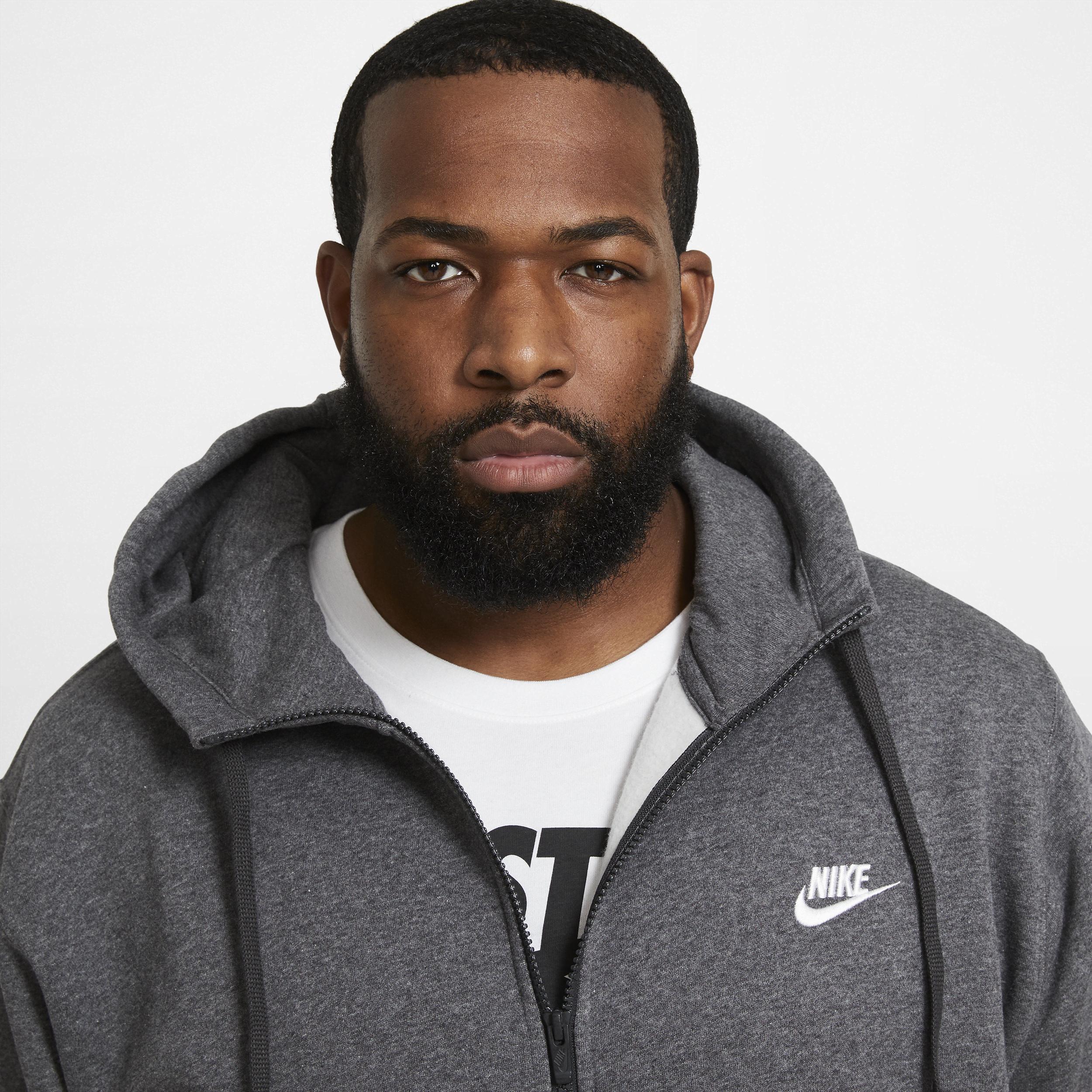 Big & Tall Nike Sportswear Club Fleece Full-Zip Hoodie, Men's, Size: 4XL, Grey Heather Product Image