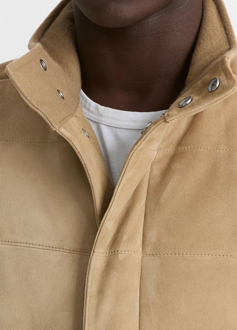 Mens Suede Vest, Bristle Khaki/heather Sheep, Size XL Vince Product Image