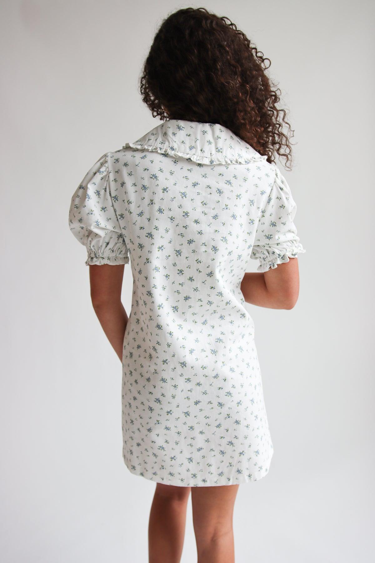 Floral Peter Pan Collar Denim Dress Product Image