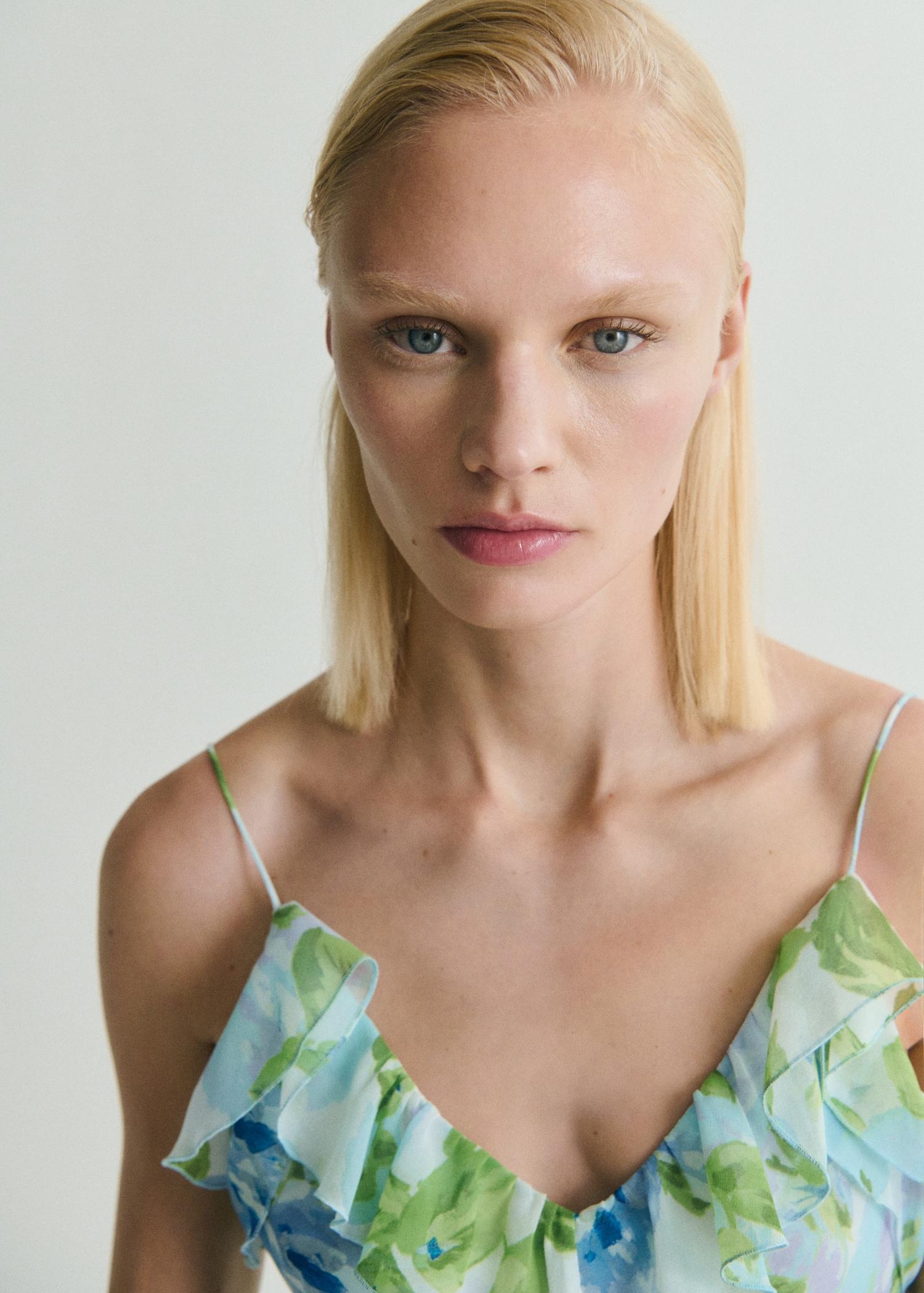 Ruffled floral print dress - Women | MANGO USA Product Image