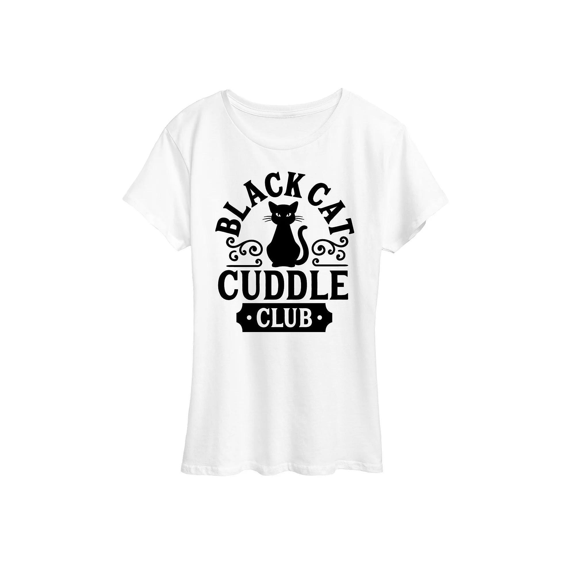 Women's Black Cat Cuddle Club Halloween Tee, Girl's, Size: Small, Gray Product Image