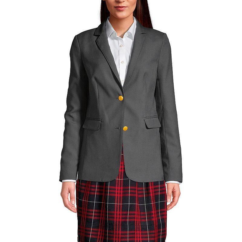 Women's Lands' End School Uniform Hopsack 2-Button Blazer Jacket, Size: 12, Deep Blue Product Image