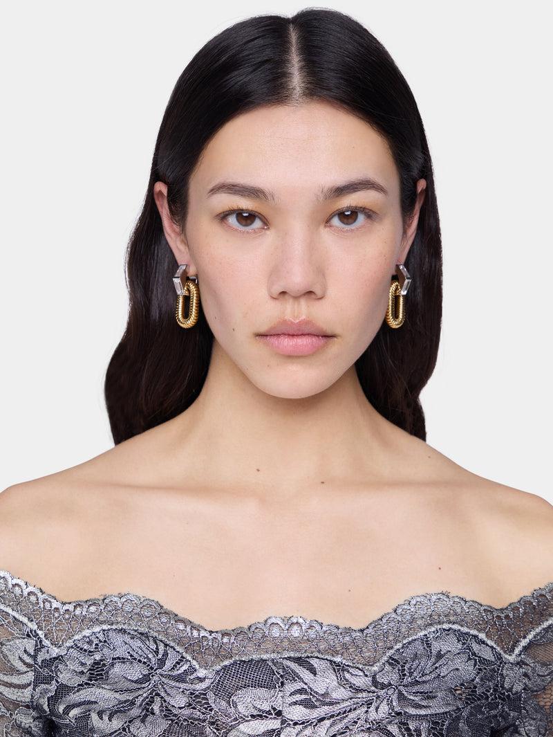 XL LINK EARRINGS WITH RHINESTONES Product Image