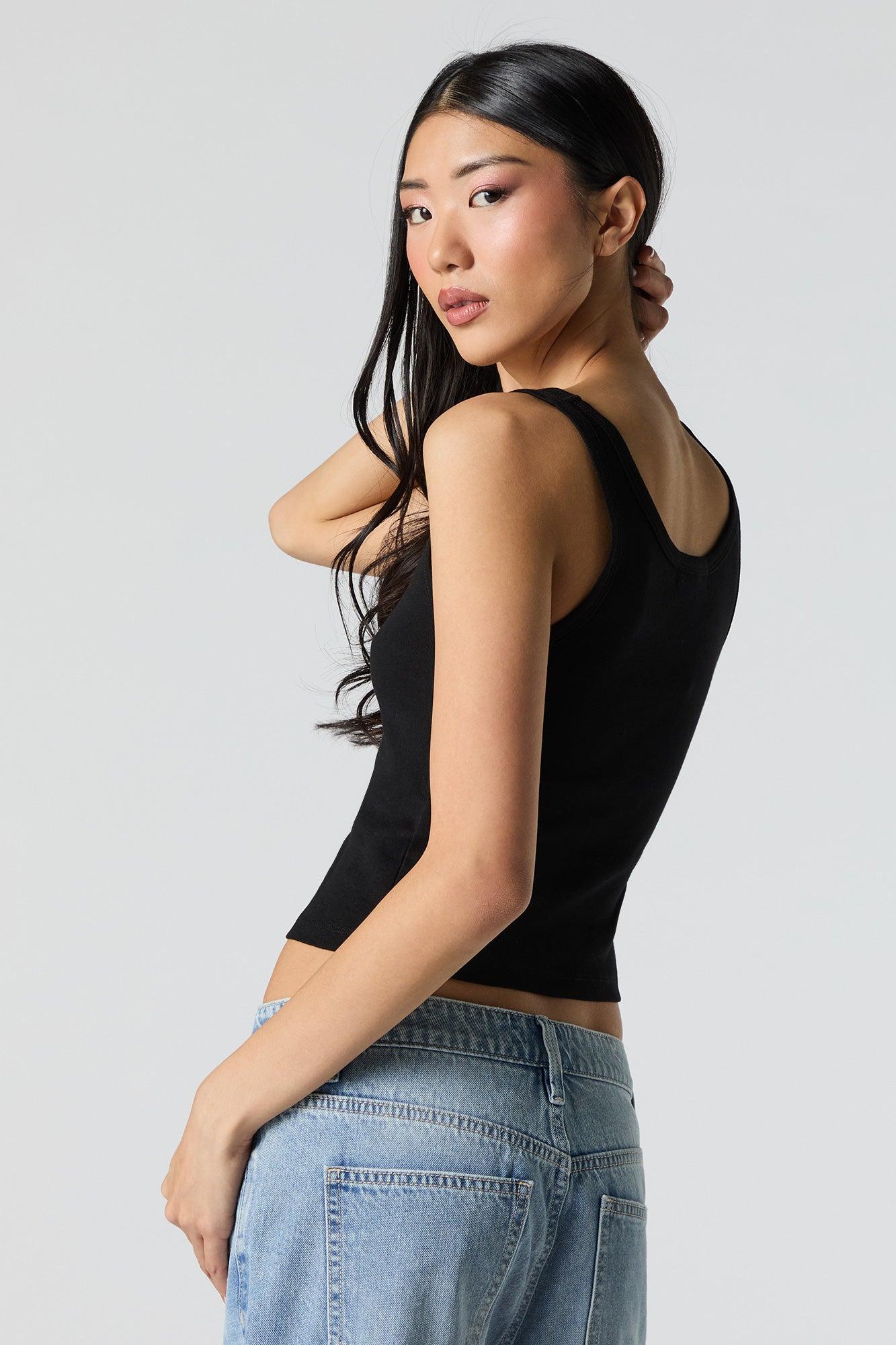 Cropped Ribbed Scoop Neck Tank Female Product Image
