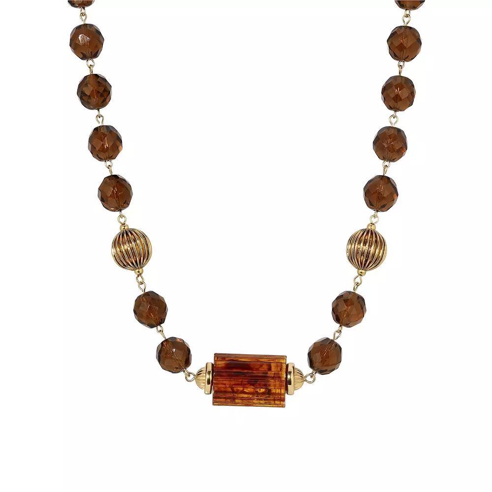1928 Glass Bead Collar Necklace, Womens, Brown Product Image