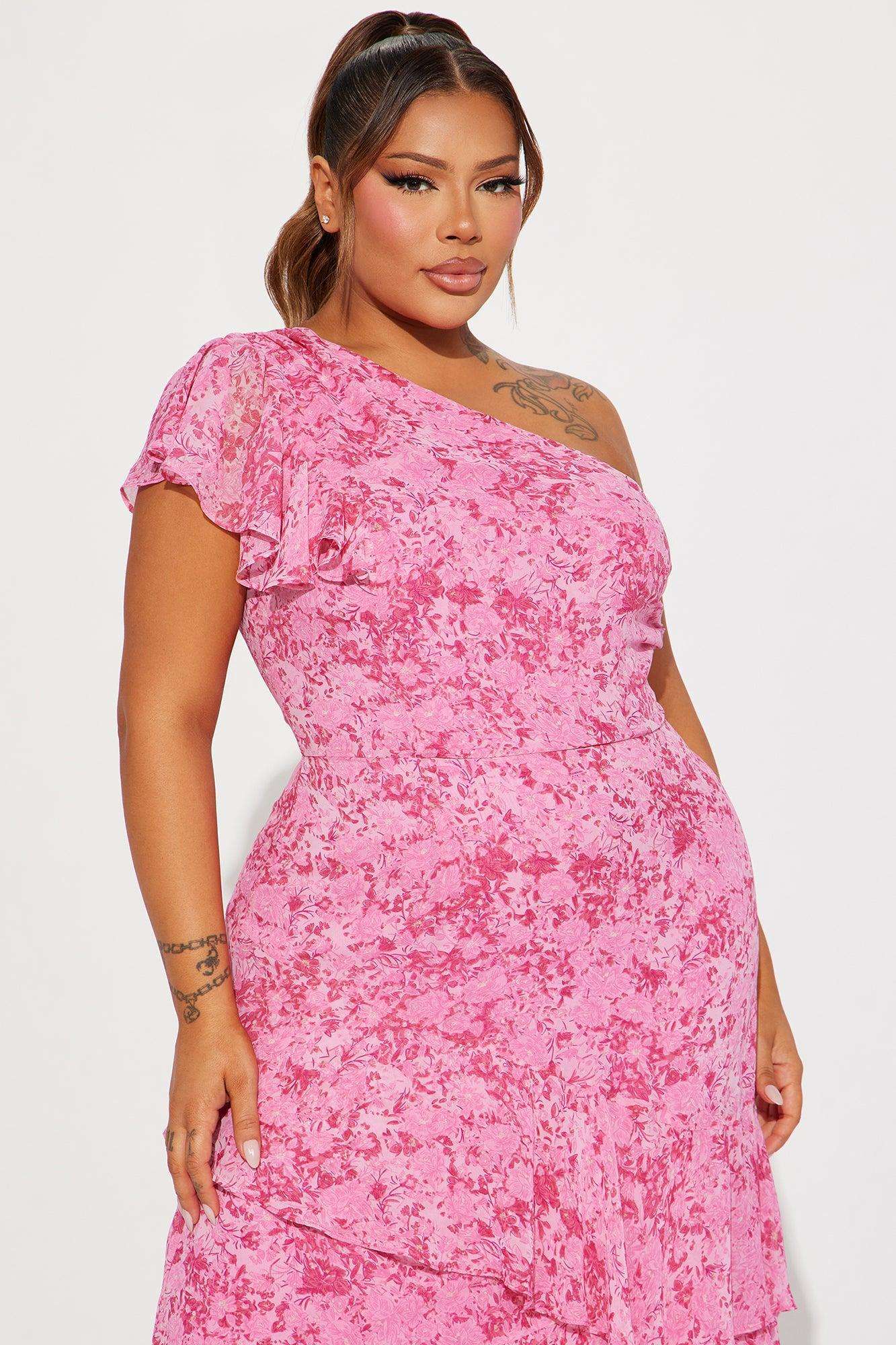 Roses Are Red Chiffon Maxi Dress - Fuchsia Product Image