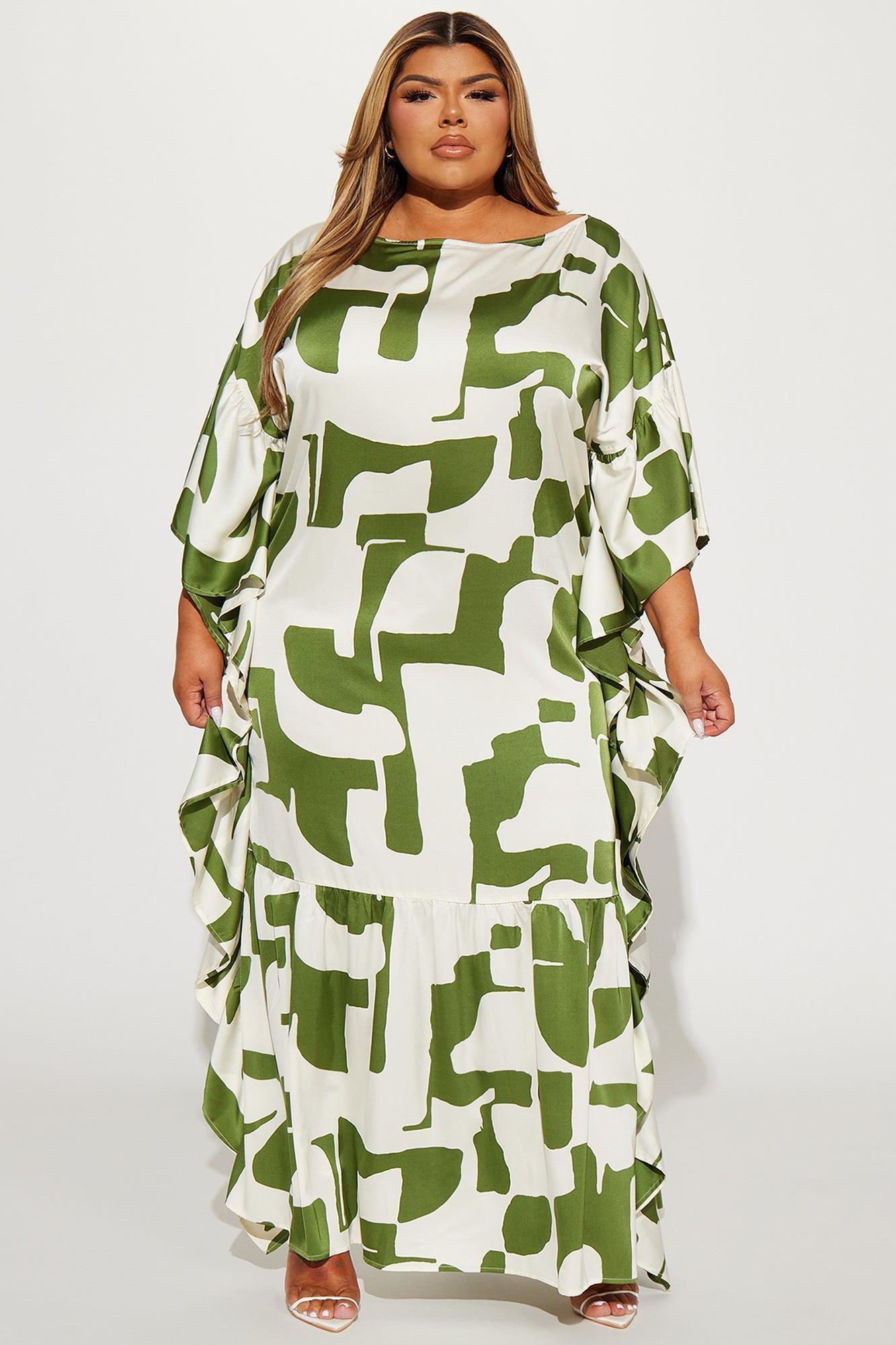 Georgia Abstract Maxi Dress - Olive/combo Product Image