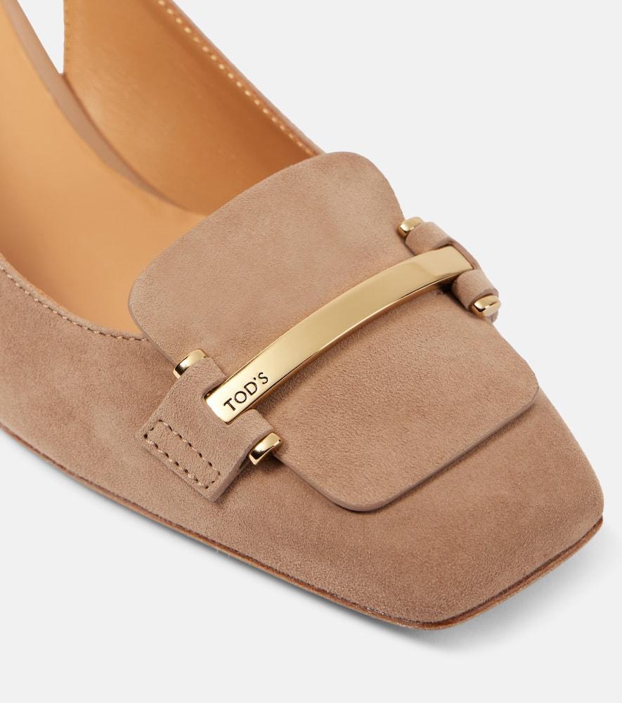 TOD'S 50 Suede Slingback Pumps In Beige Product Image