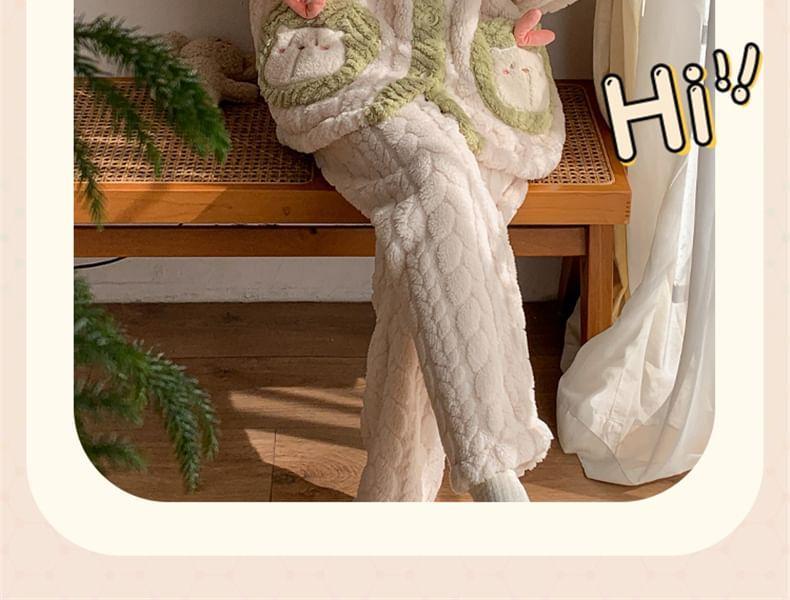 Set: V-Neck Capybara Pocket Cardigan + Pants Product Image