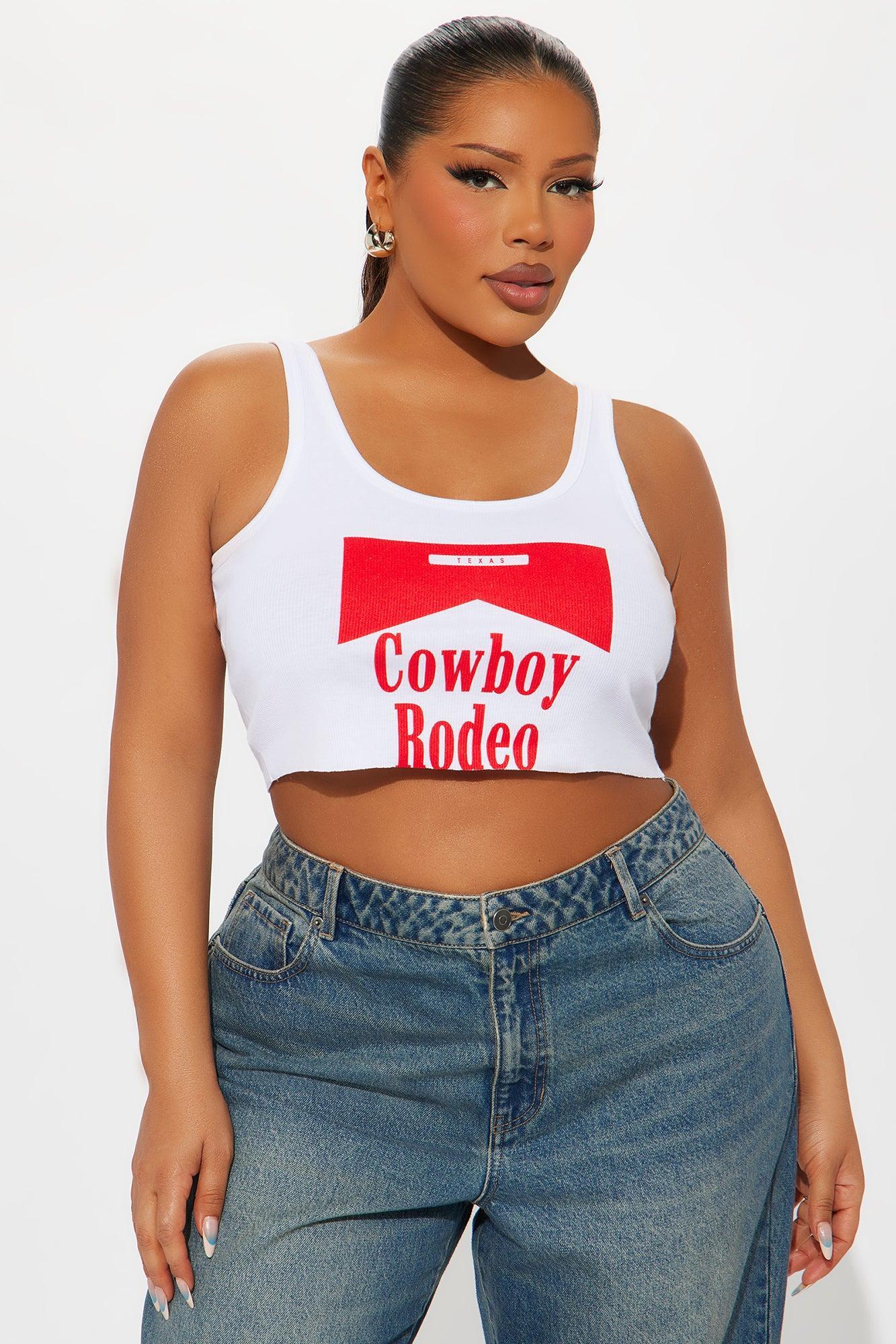 Cowboy Rodeo Ribbed Tank Top - White Product Image