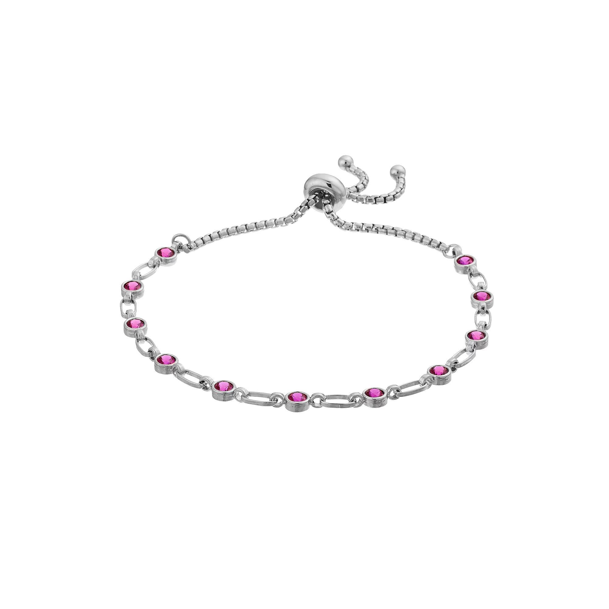 Kristen Kesho Sterling Silver Lab-Created Ruby Tennis Adjustable Bolo Bracelet, Women's, Size: 9.50, Gold Tone Product Image