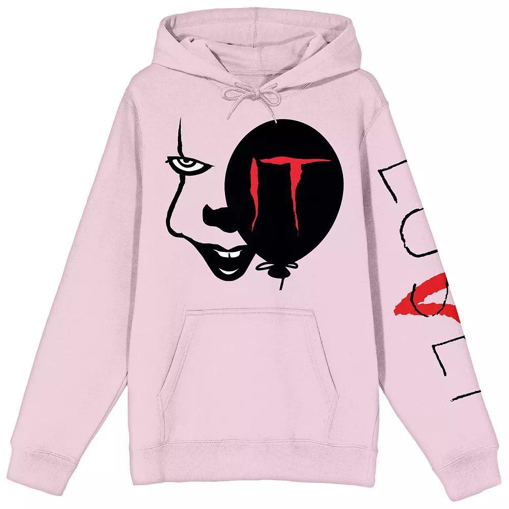 Men's It Chapter 2 Pennywise Face Graphic Hoodie, Size: Medium, Pink Product Image