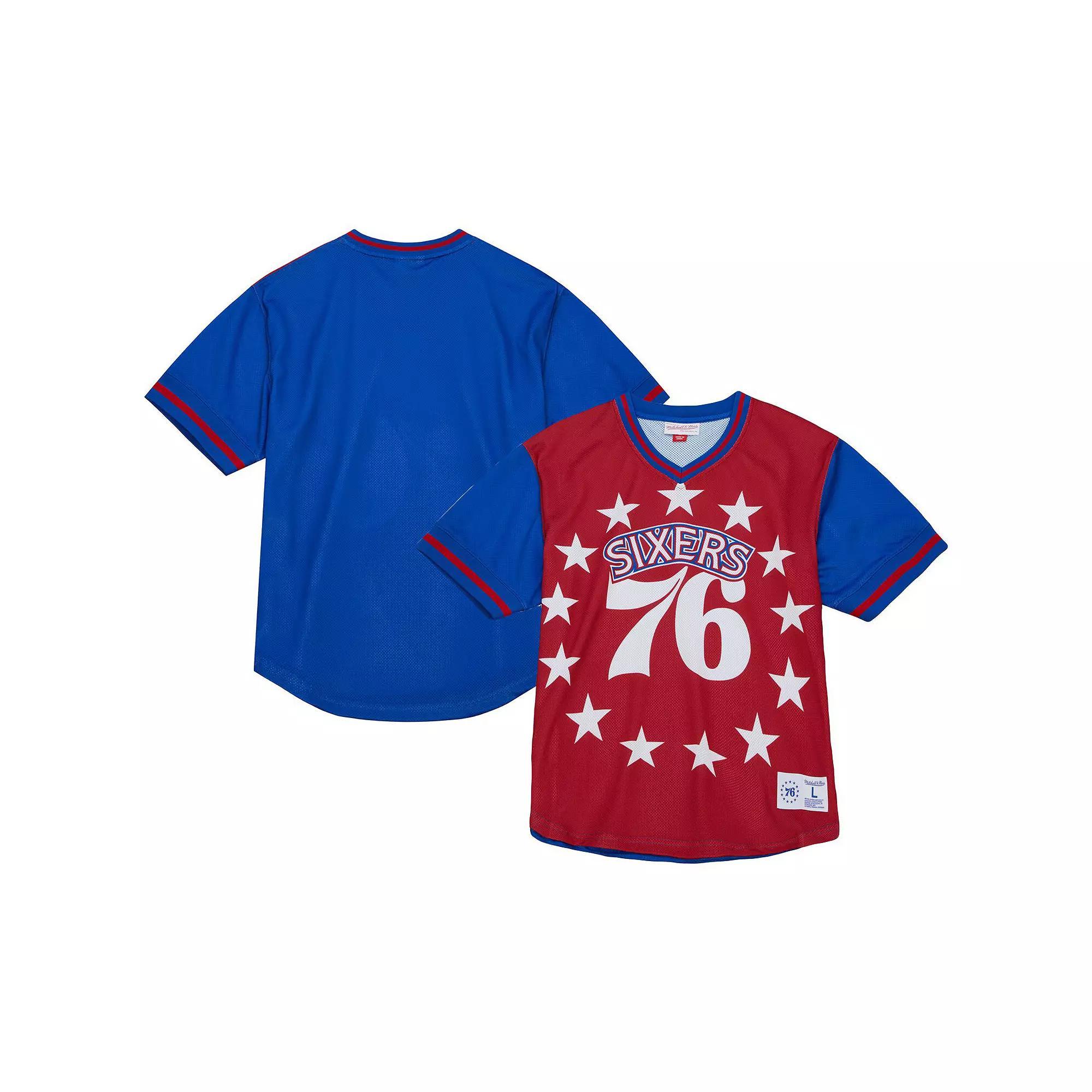 Men's Mitchell & Ness  Red Philadelphia 76ers Jumbotron 3.0 Mesh V-Neck T-Shirt, Size: 2XL, 76r Red Product Image