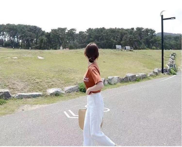 Plain Wide Leg Cropped Pants Product Image