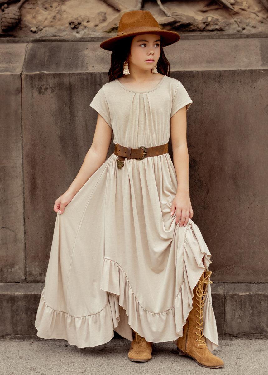 Braelyn Dress in Light Taupe Girls Product Image