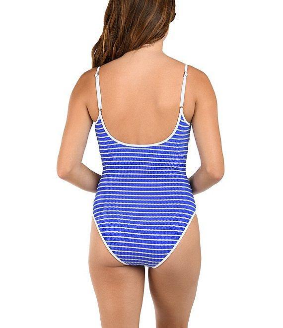 Citrus Brenton Pucker Stripe Scoop Neck Pipping Tank One Piece Swimsuit Product Image