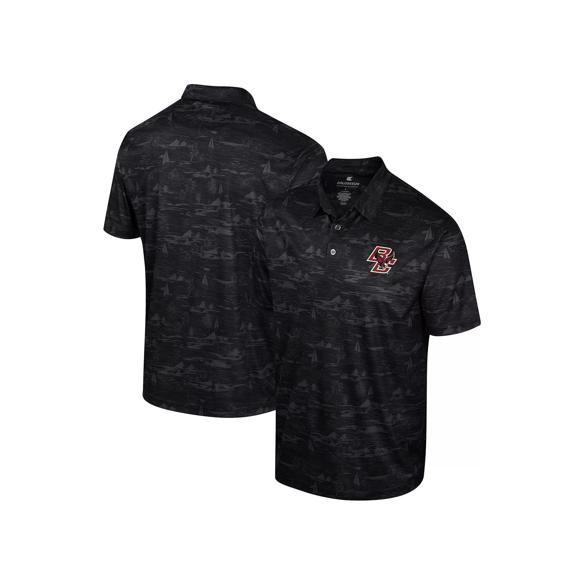 Men's Colosseum Black Boston College Eagles Daly Print Polo, Size: XXL Product Image