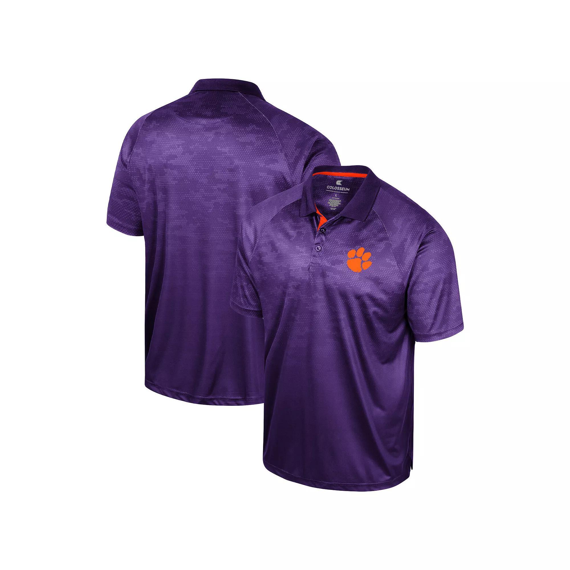 Men's Colosseum Purple Clemson Tigers Honeycomb Raglan Polo, Size: Medium Product Image