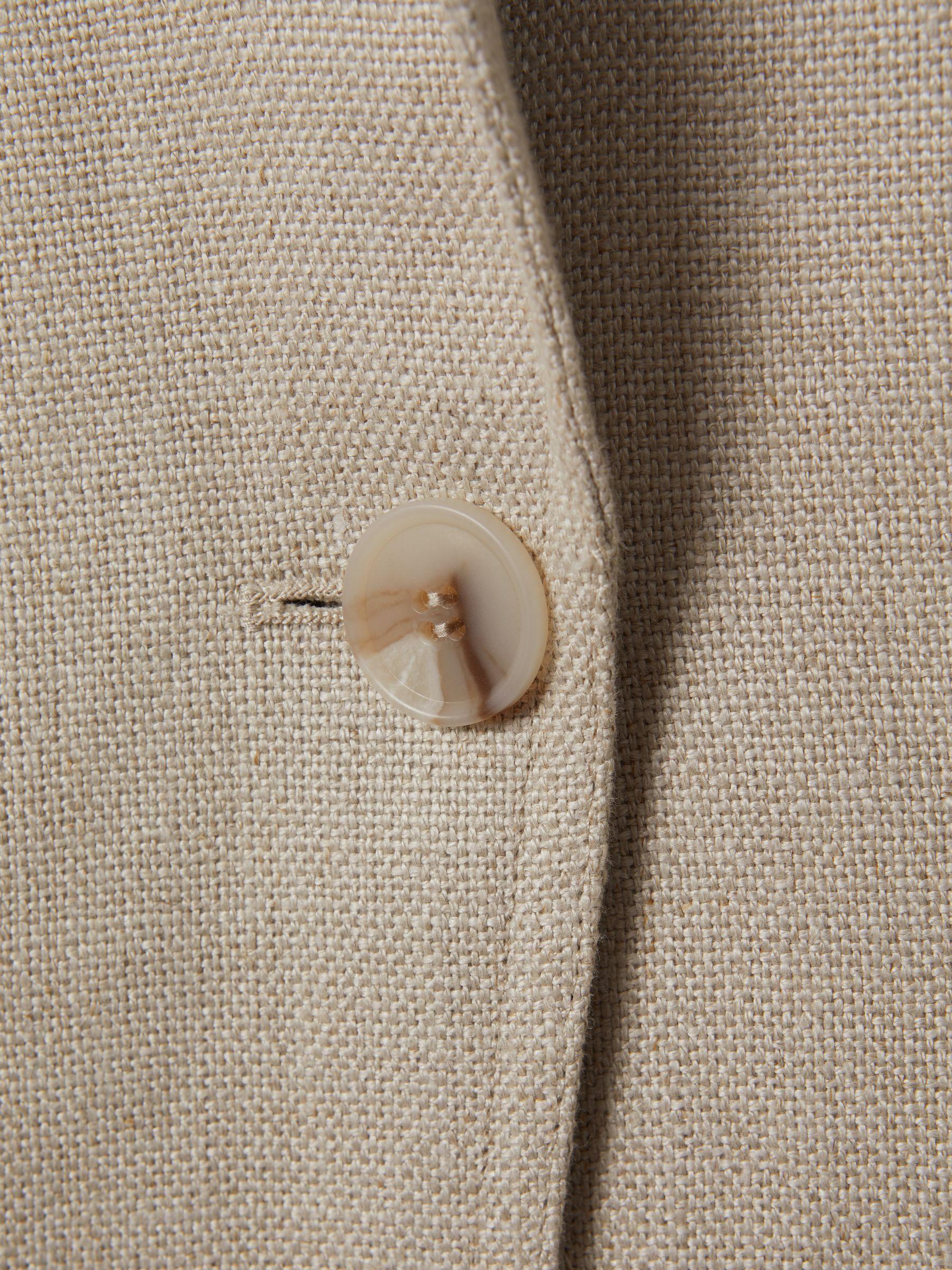 Linen Single Breasted Suit Blazer in Natural Product Image