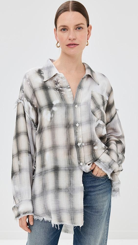 R13 Shredded Seam Drop Neck Shirt | Shopbop Product Image