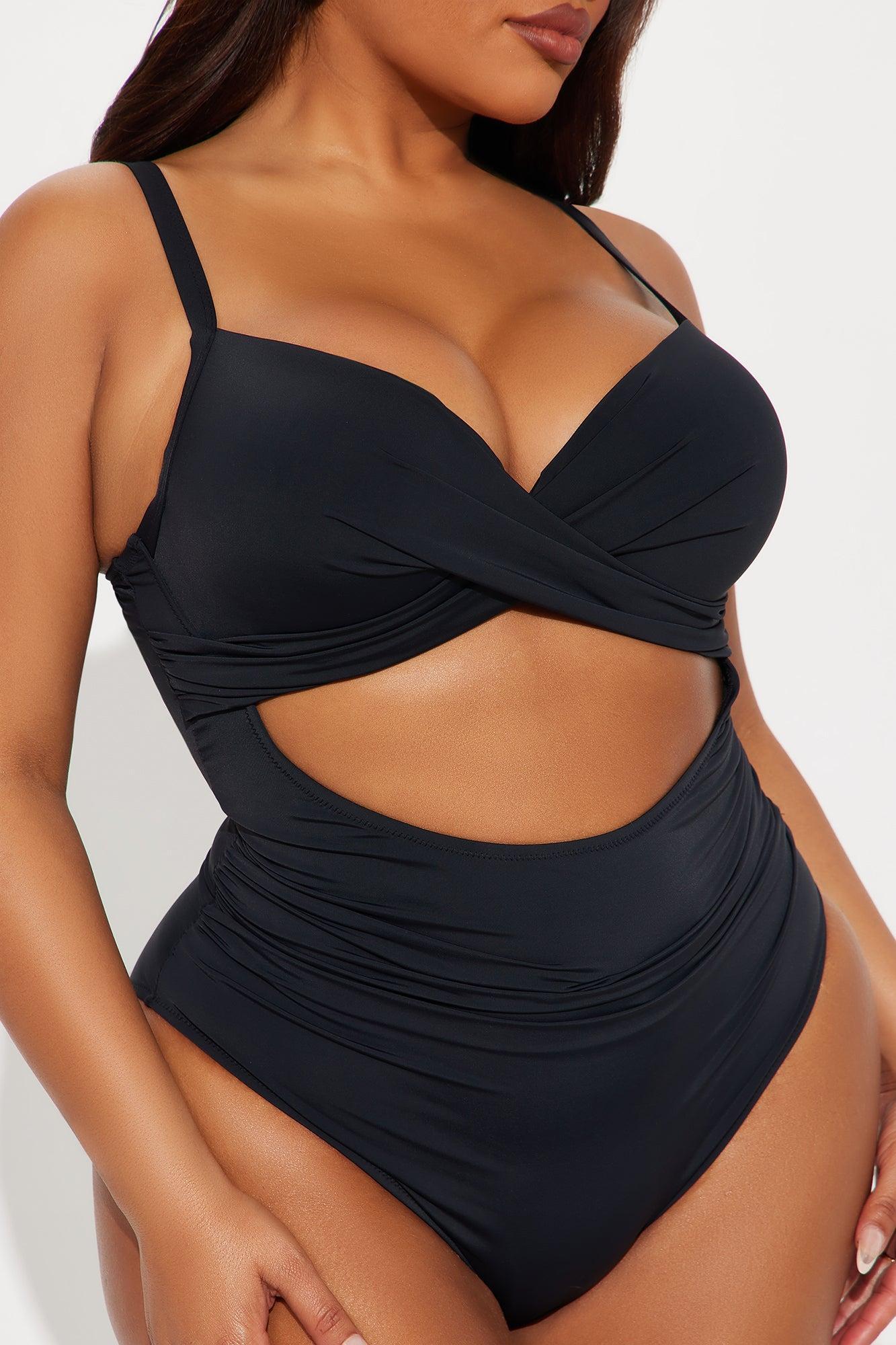 Summer Lounge Ruched Cutout 1 Piece Swimsuit - Black Product Image