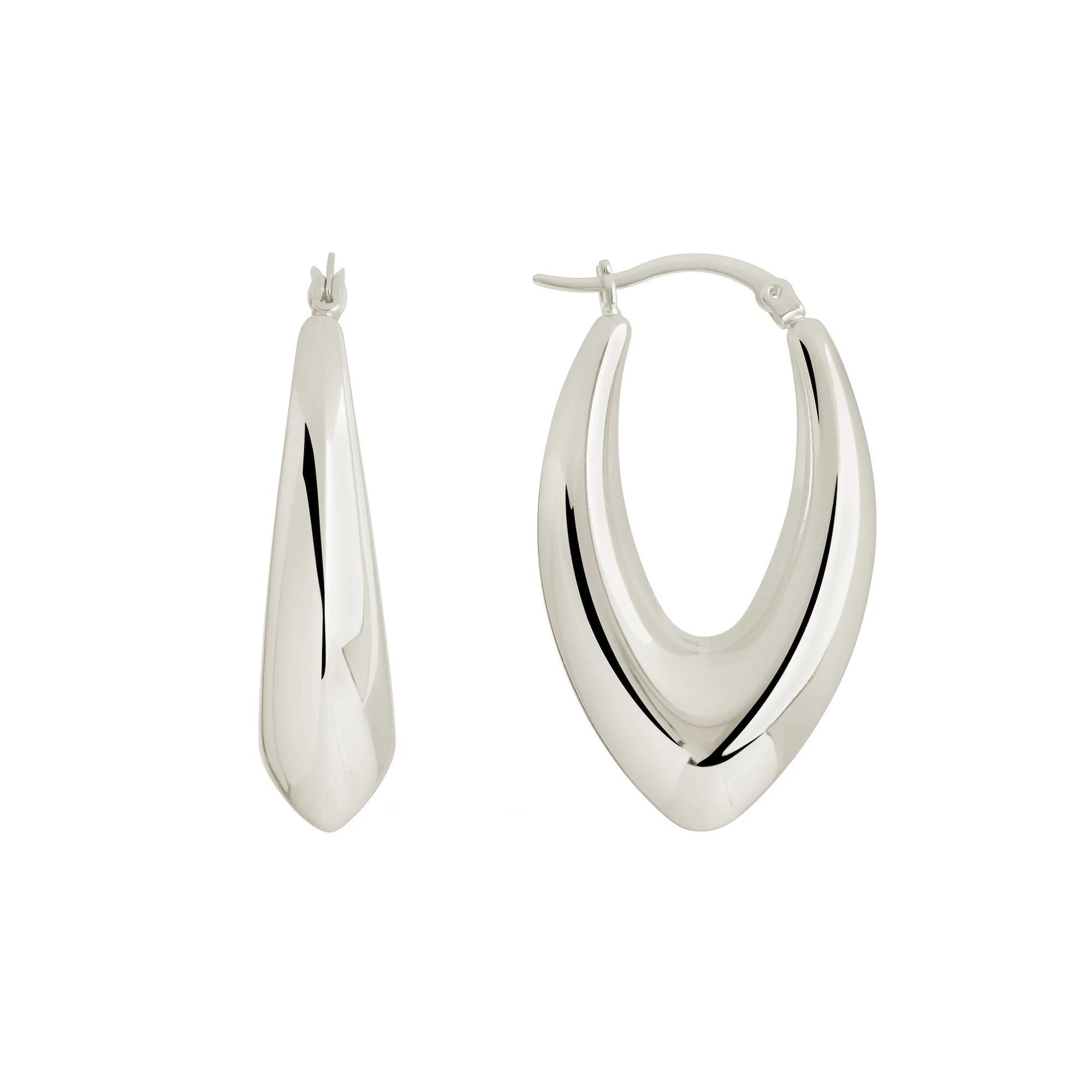 MC Collective V-Drop Hoop Earrings, Women's, Silver Tone Product Image