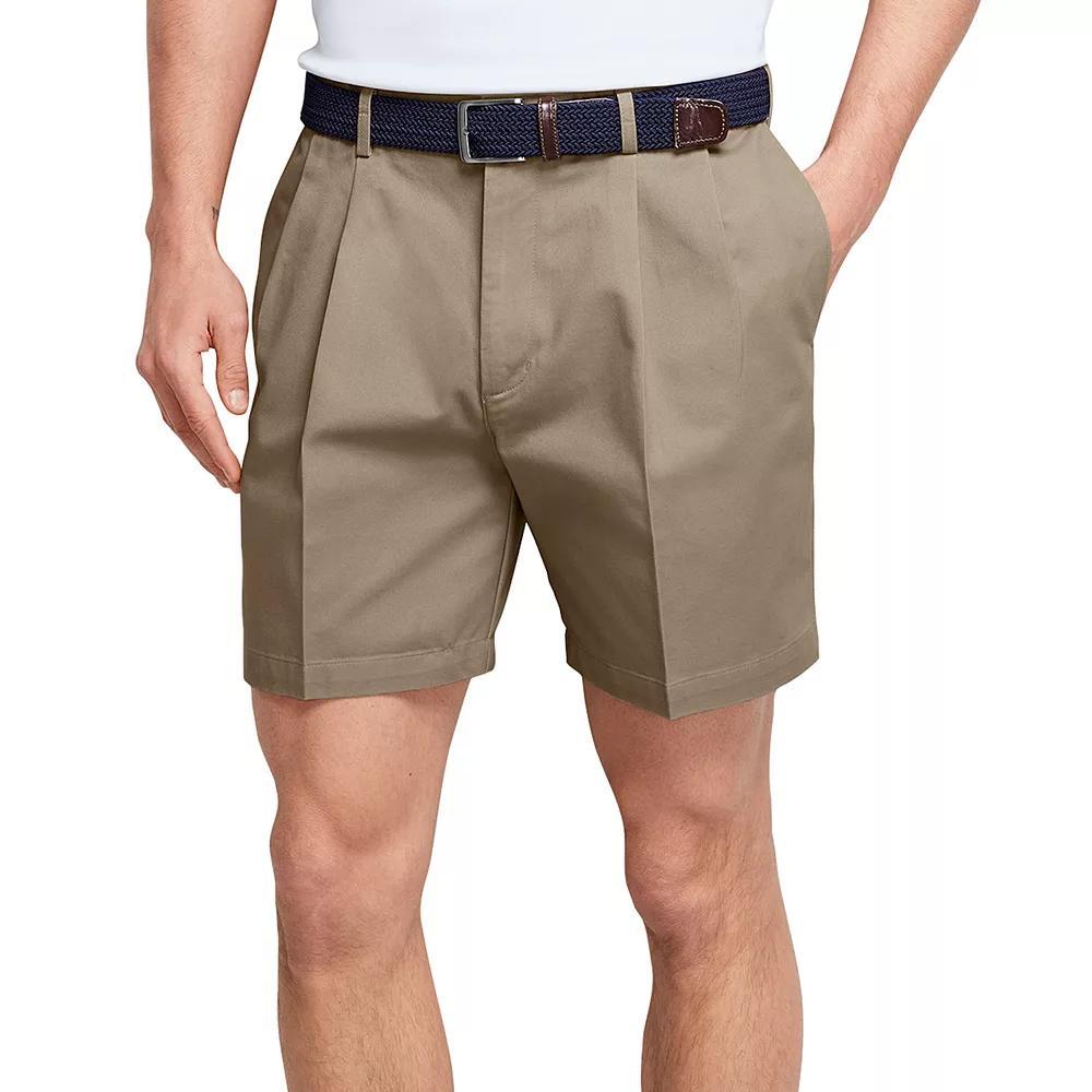 Men's Lands' End Comfort Waist 6-inch No-Iron Pleated Chino Shorts, Size: 37, Green Product Image