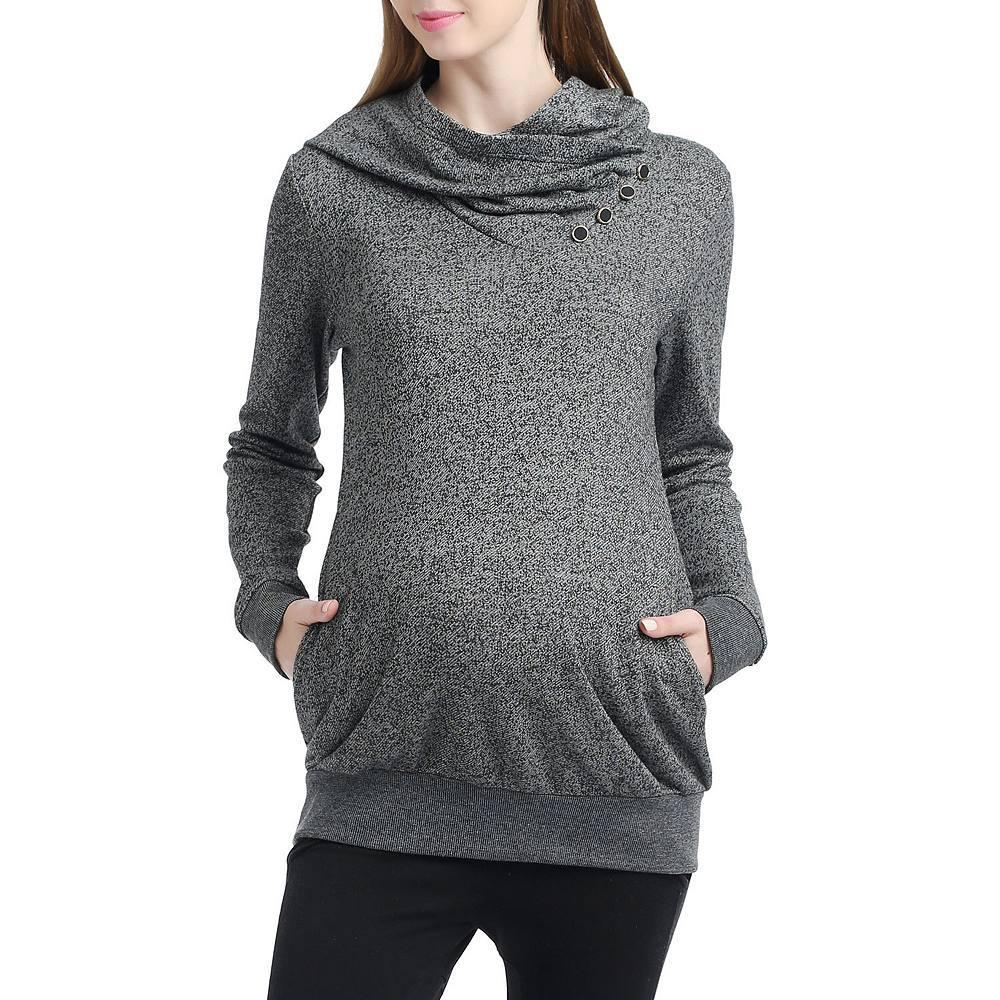 Maternity Pokkori Slouch Neck Hoodie, Women's, Size: Medium-Mat, Gray Product Image