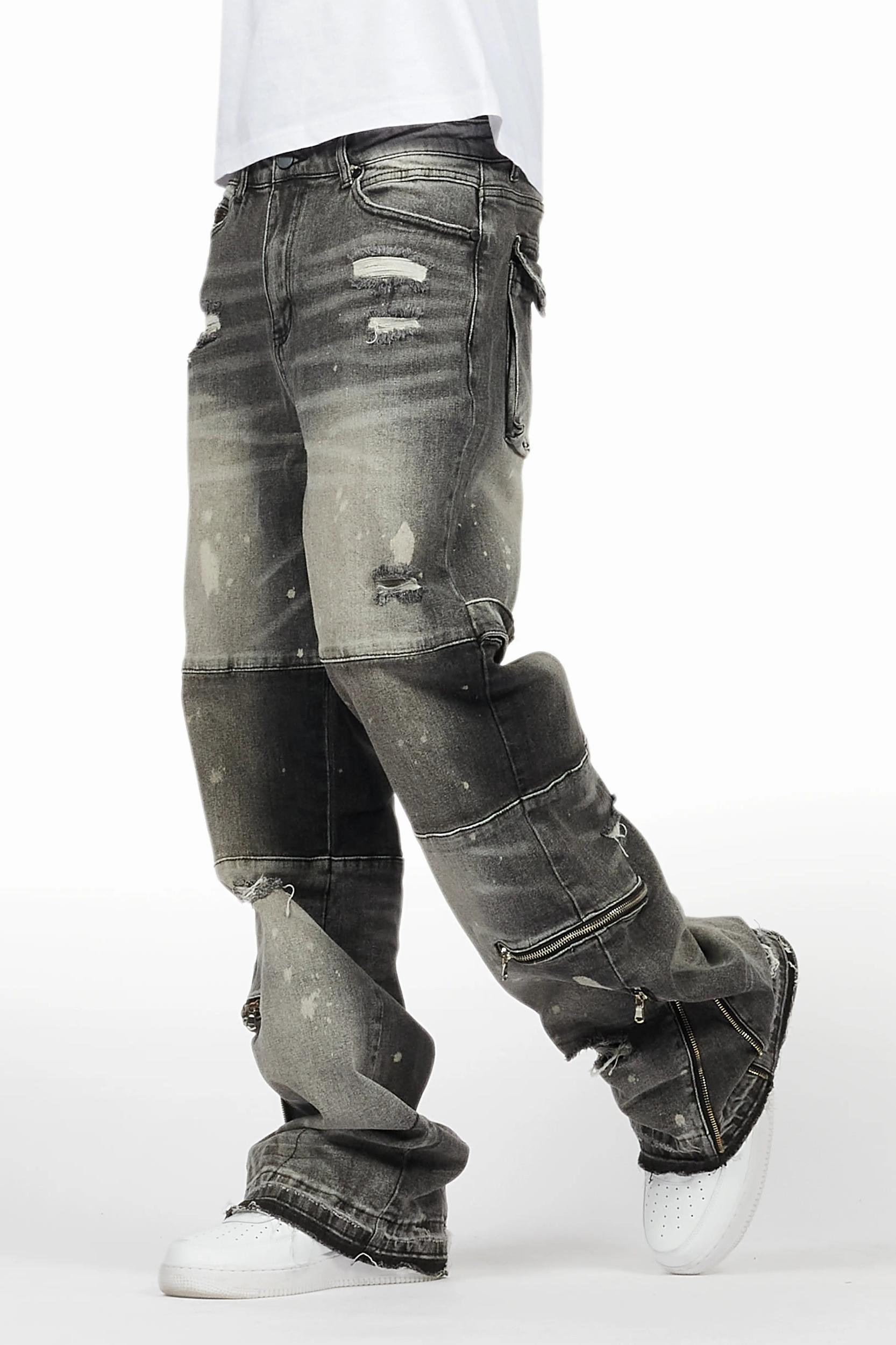 Grib Grey Bleach Baggy Jean Male Product Image
