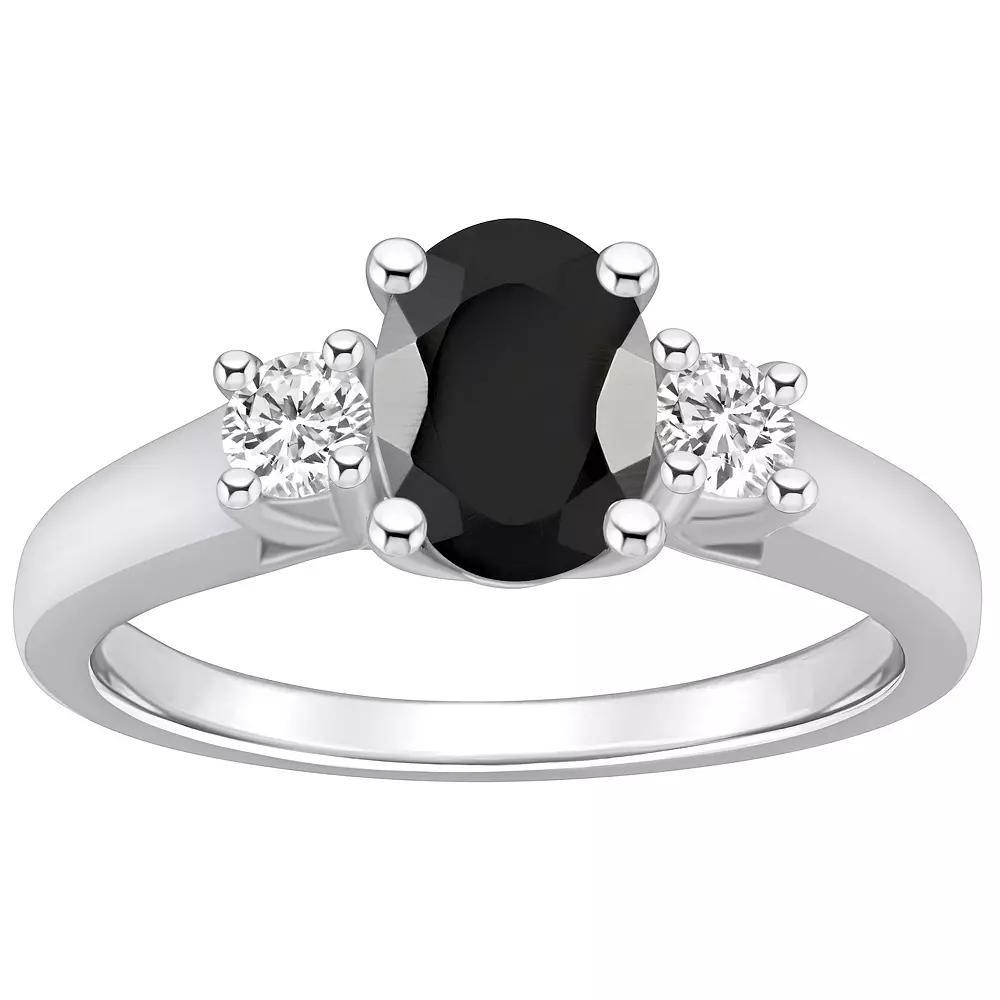Alyson Layne 14k White Gold Oval Cut Onyx & 1/4 Carat T.W. Diamond Ring, Women's, Size: 7, Black Product Image