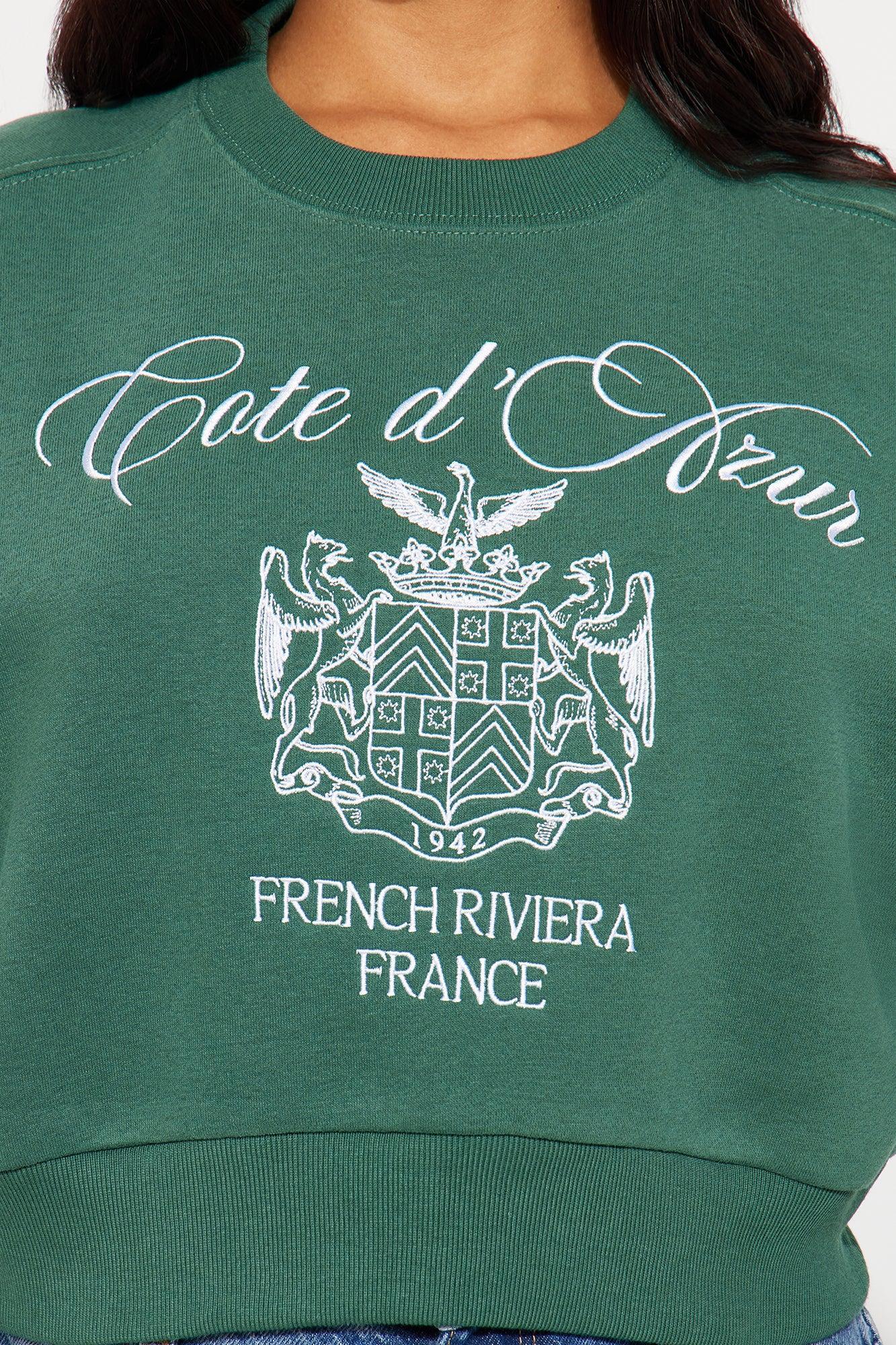 French Riviera Embroidered Sweatshirt - Hunter Product Image