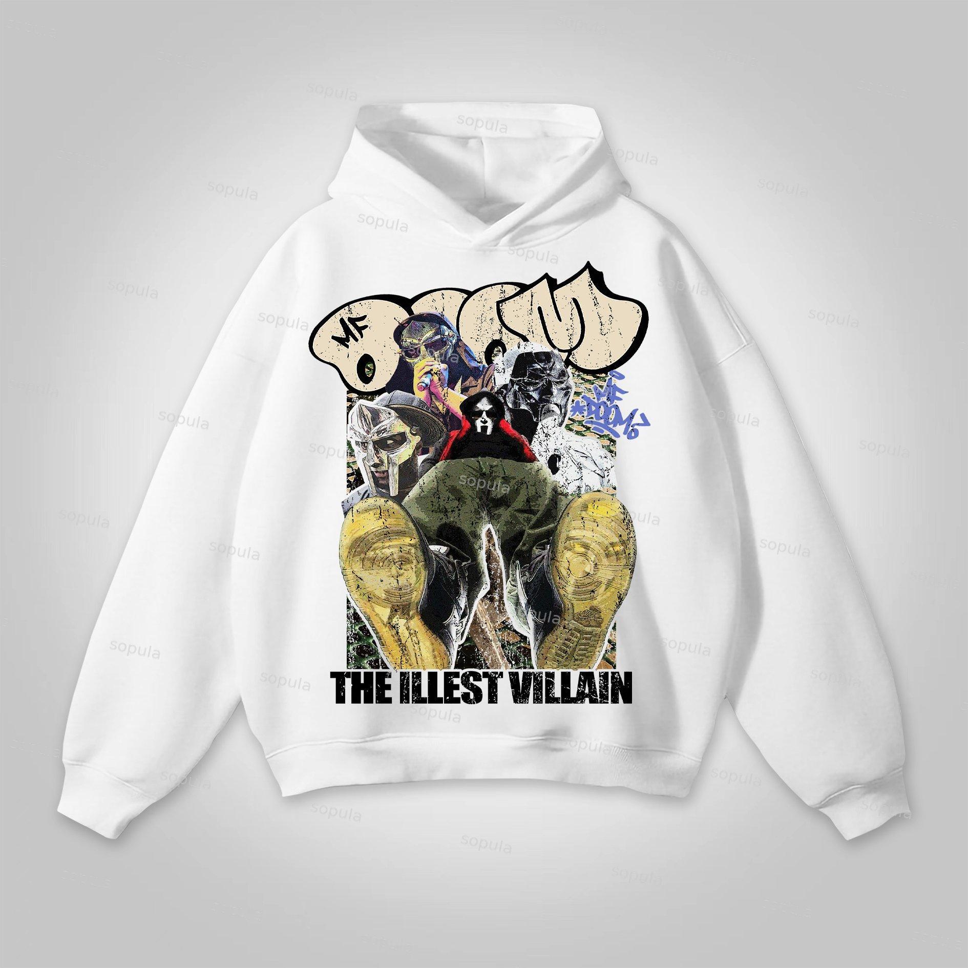 Sopula Vintage The Illest Villain Mf Doom Graphic Print Pocketless Hoodie Product Image