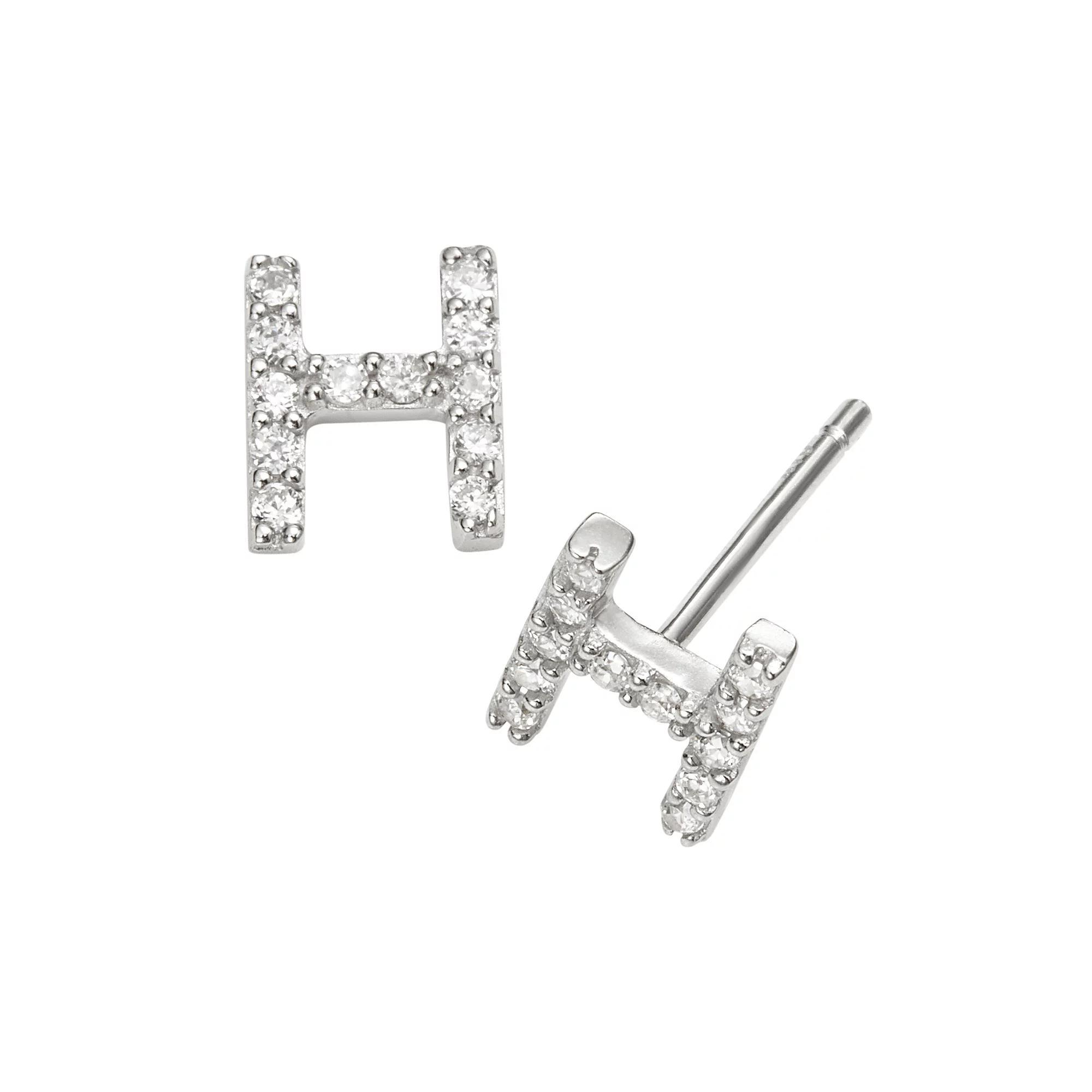Sophie Miller Sterling Silver Cubic Zirconia Initial Stud Earrings, Womens Product Image