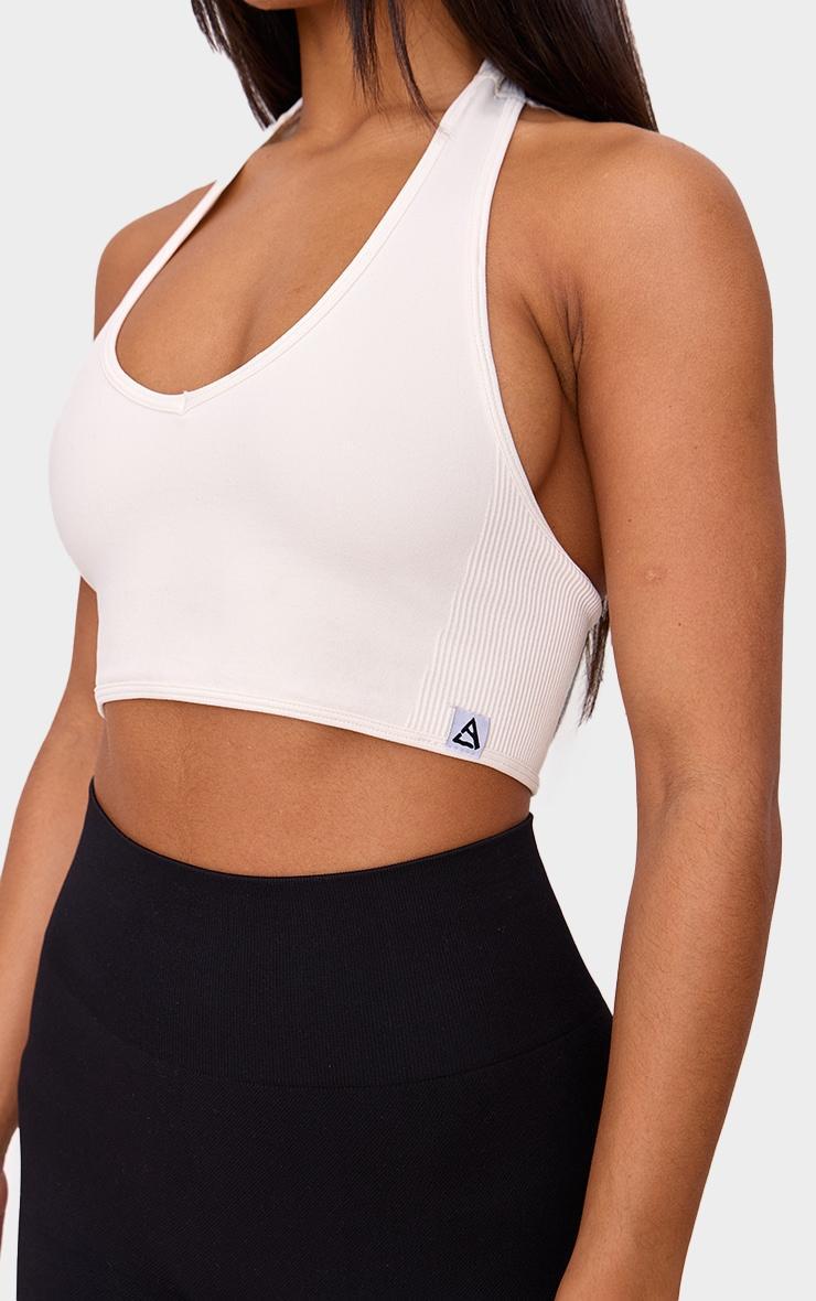 Cream Seamless Halter Gym Top Product Image